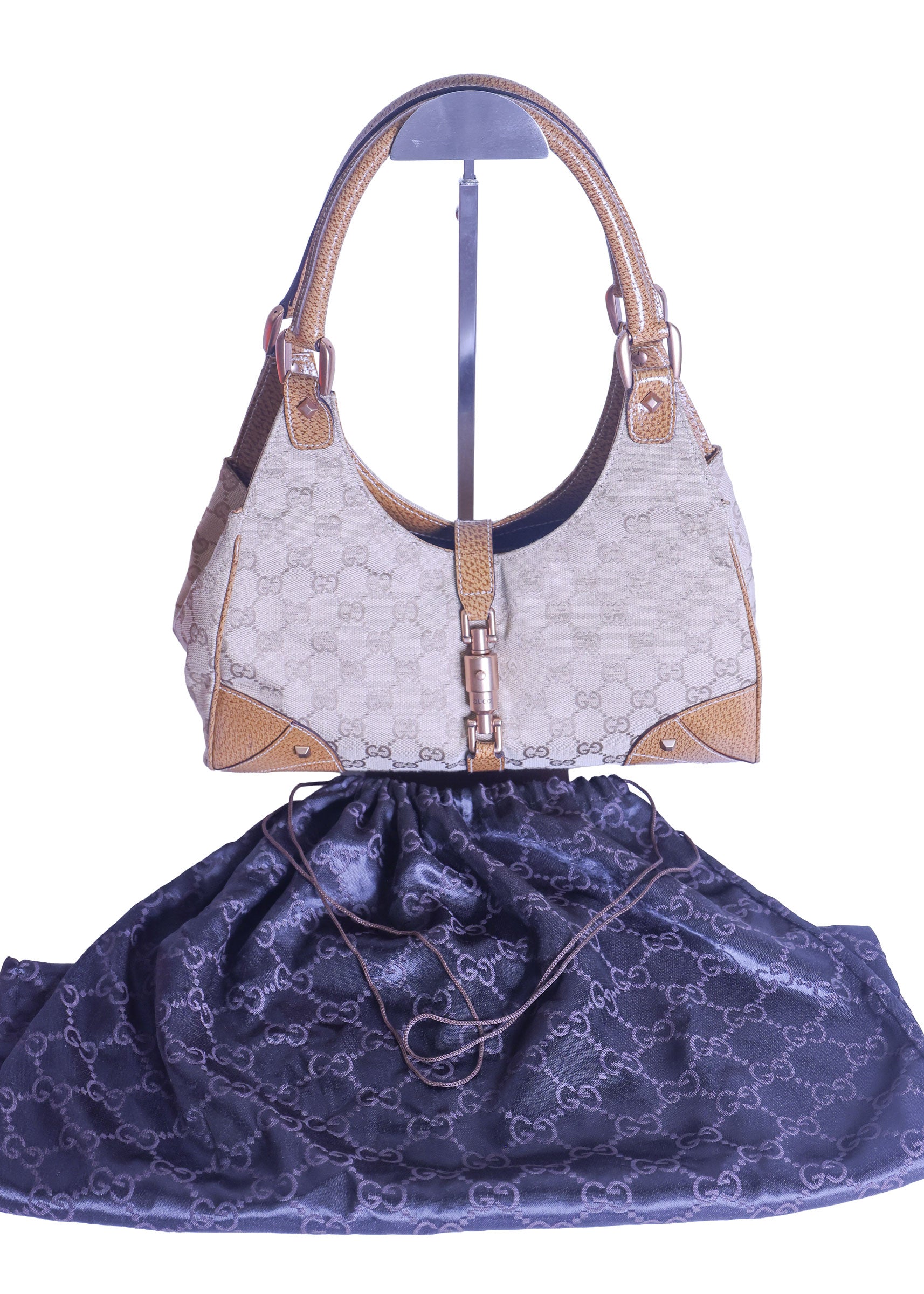 Preloved GUCCI GG Canvas New Jackie Nailhead Tote Beige | Luxe Again Maison