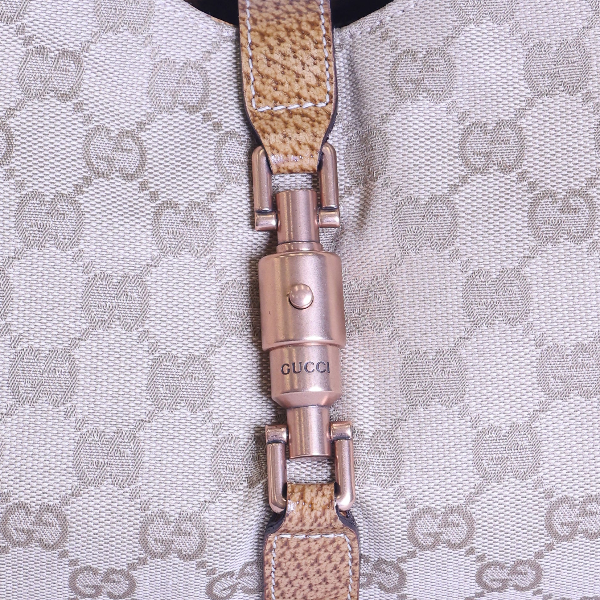 Preloved GUCCI GG Canvas New Jackie Nailhead Tote Beige | Luxe Again Maison