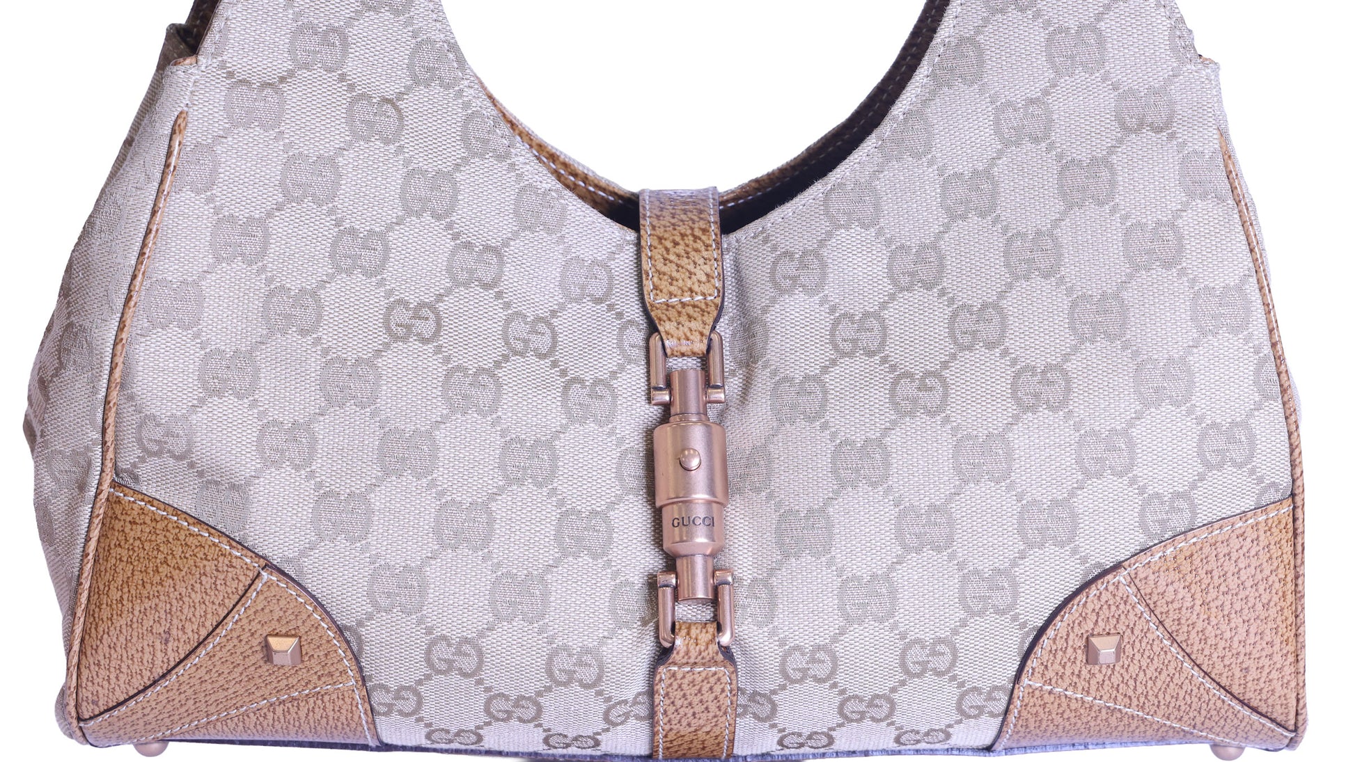 Preloved GUCCI GG Canvas New Jackie Nailhead Tote Beige | Luxe Again Maison