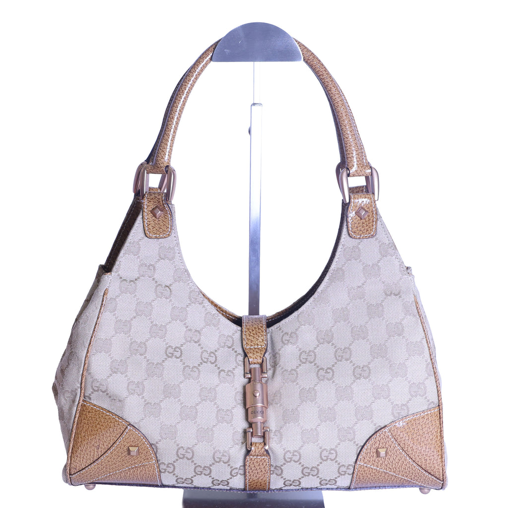 Preloved GUCCI GG Canvas New Jackie Nailhead Tote Beige | Luxe Again Maison