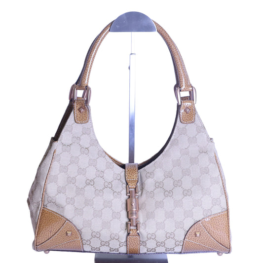 Preloved GUCCI GG Canvas New Jackie Nailhead Tote Beige | Luxe Again Maison
