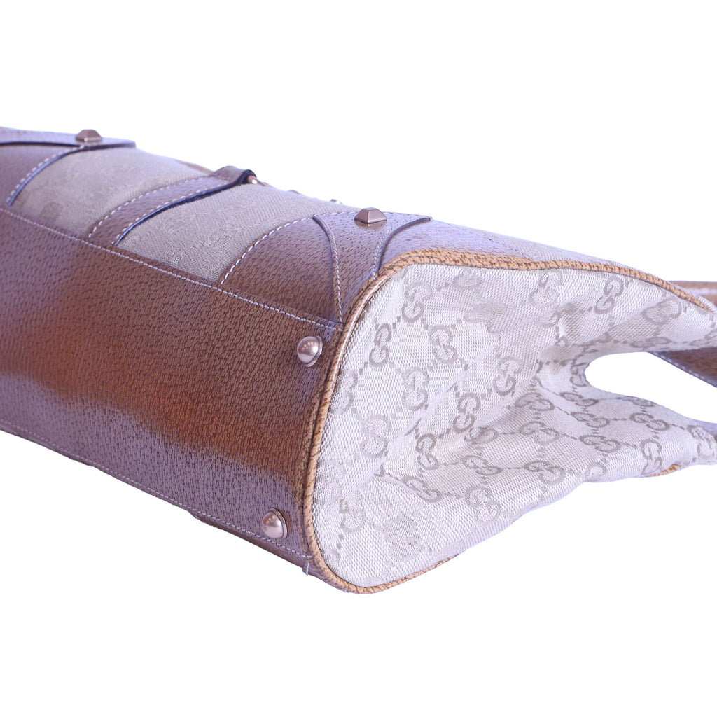 Preloved GUCCI GG Canvas New Jackie Nailhead Tote Beige | Luxe Again Maison
