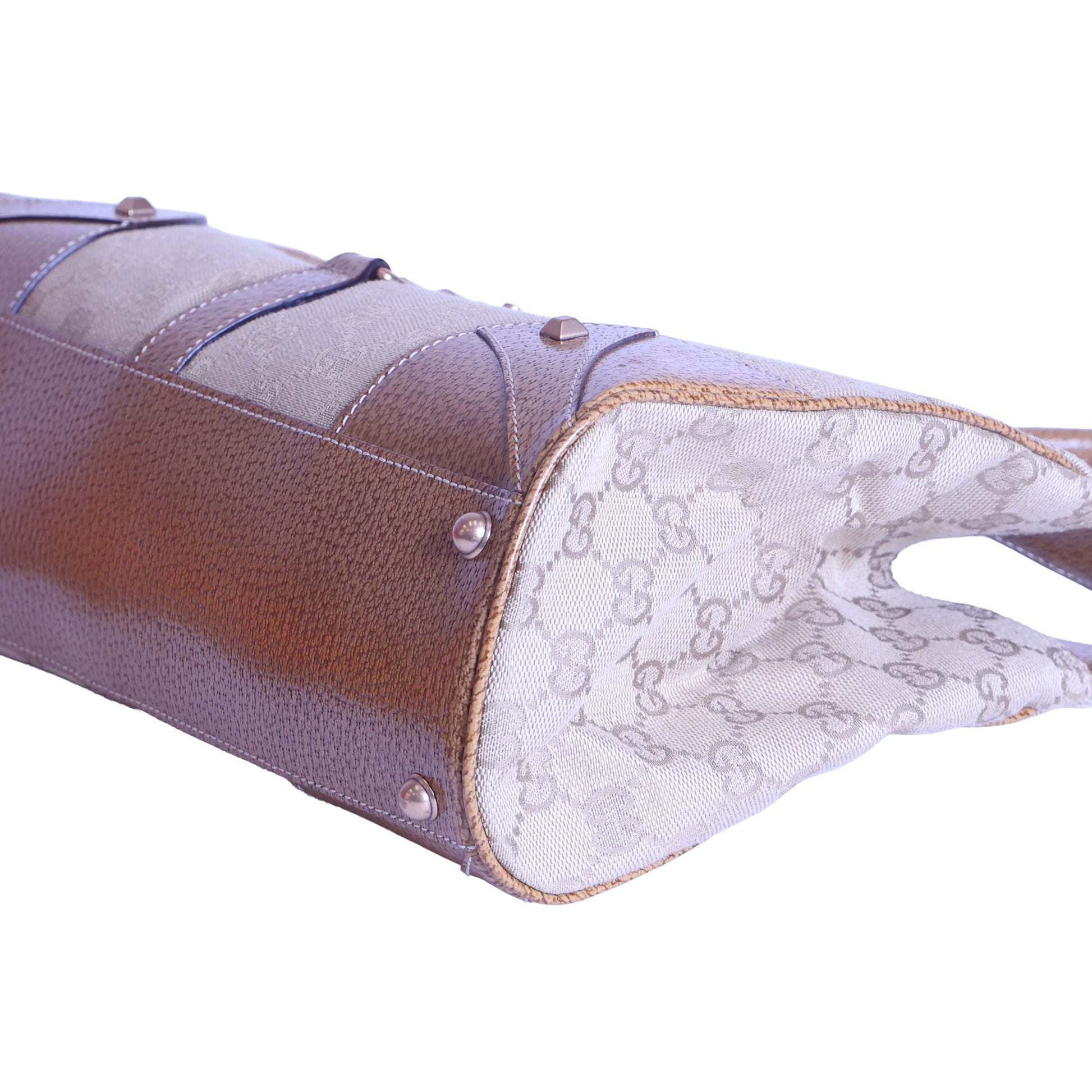 Preloved GUCCI GG Canvas New Jackie Nailhead Tote Beige | Luxe Again Maison