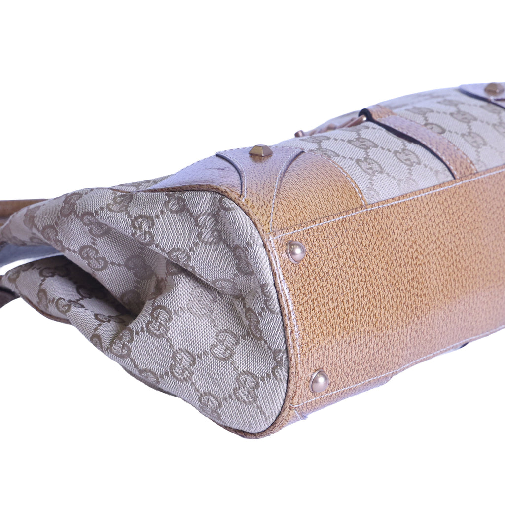 Preloved GUCCI GG Canvas New Jackie Nailhead Tote Beige | Luxe Again Maison