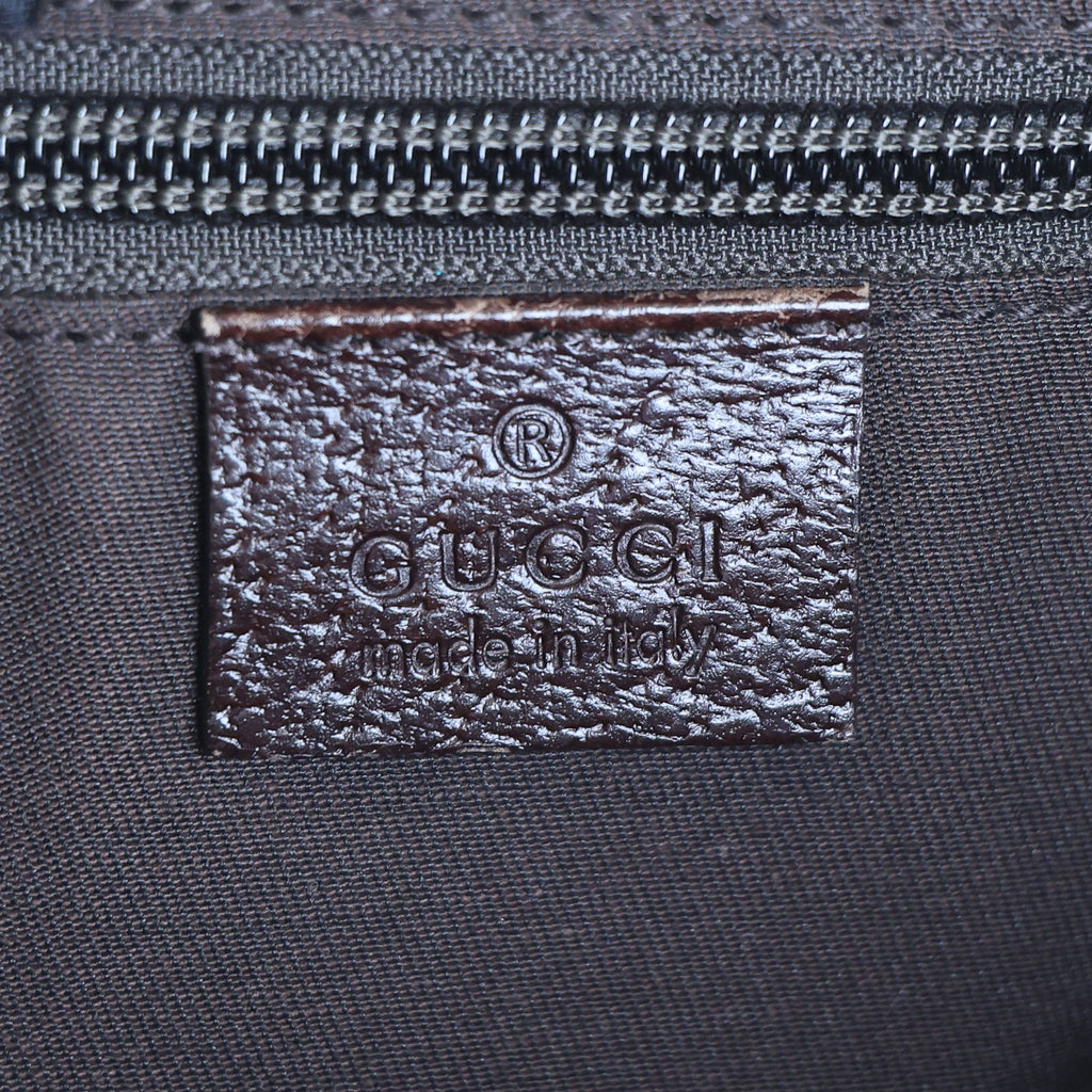 Preloved GUCCI GG Canvas Web Stripe Shoulder Bag Half Moon Half Hobo Brown | Luxe Again Maison