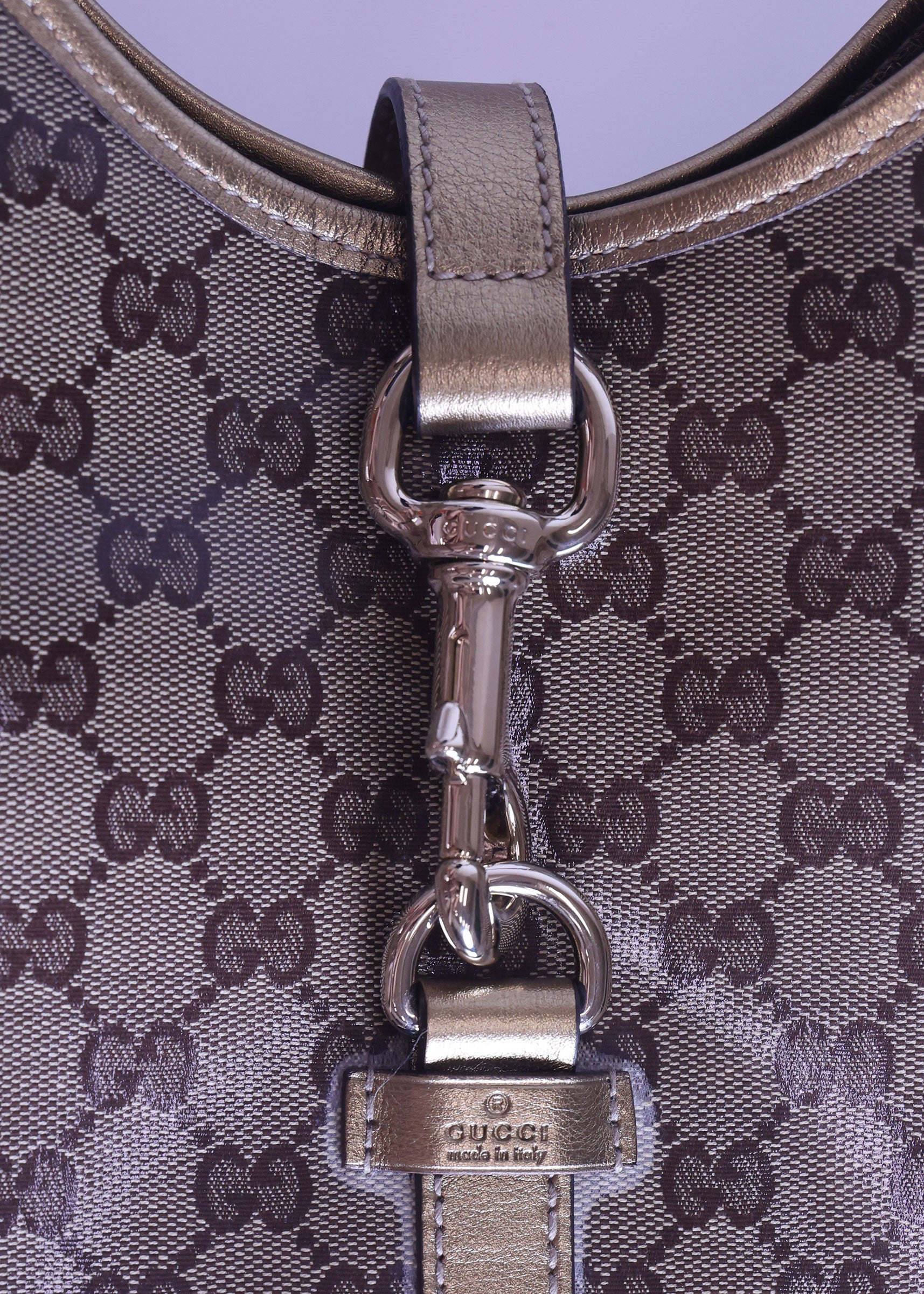 Preloved GUCCI GG Crystal Coated Canvas x Leather Gold Brown | Luxe Again Maison