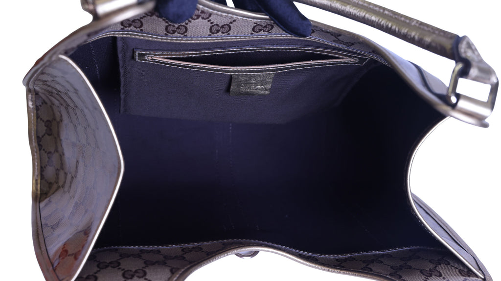 Preloved GUCCI GG Crystal Coated Canvas x Leather Gold Brown | Luxe Again Maison