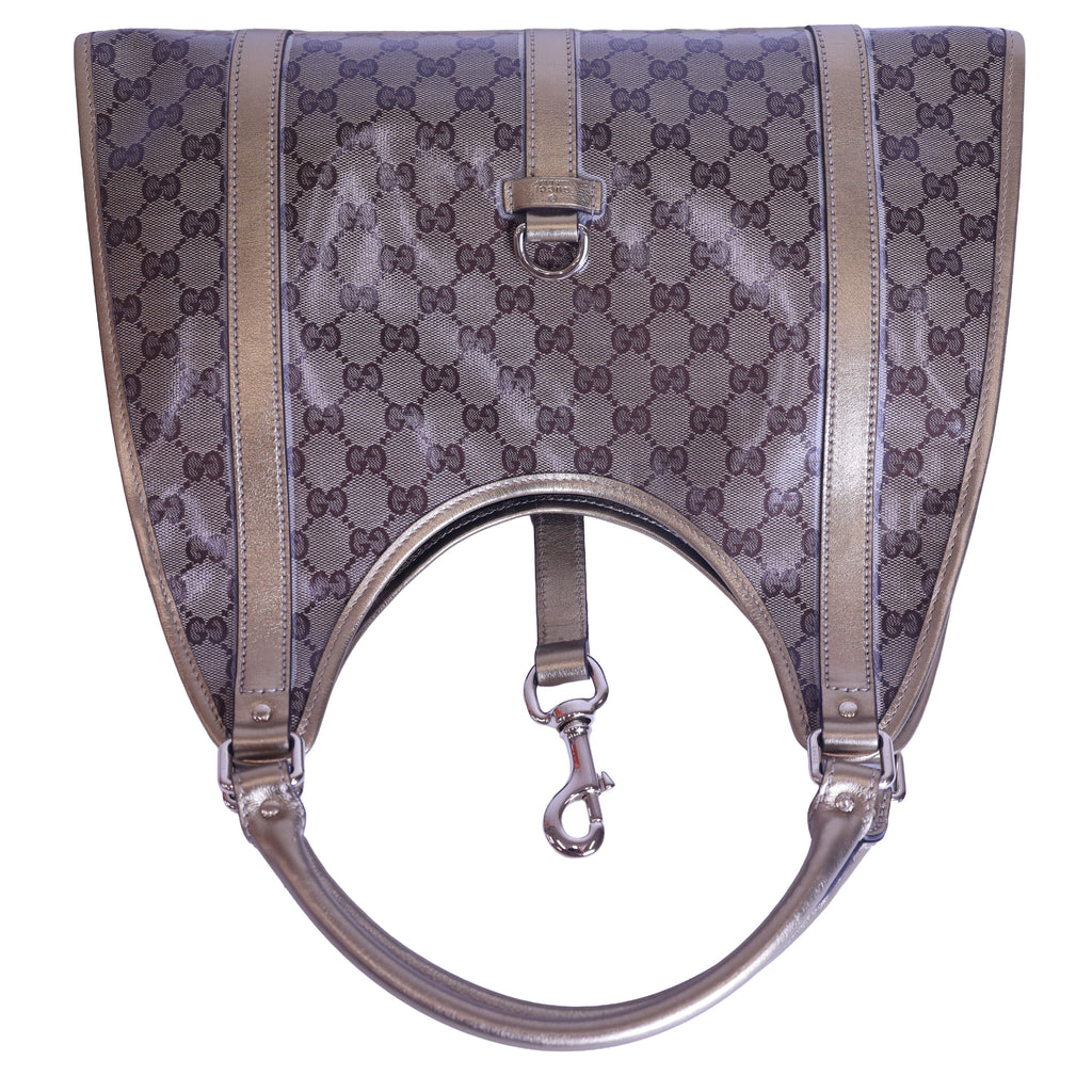 Preloved GUCCI GG Crystal Coated Canvas x Leather Gold Brown | Luxe Again Maison