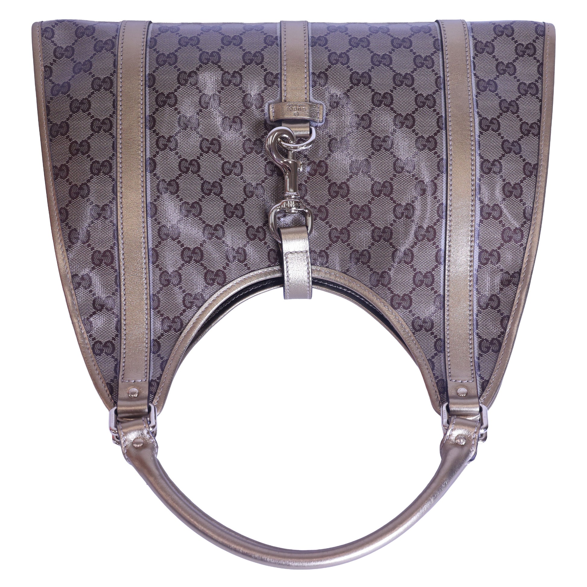 Preloved GUCCI GG Crystal Coated Canvas x Leather Gold Brown | Luxe Again Maison