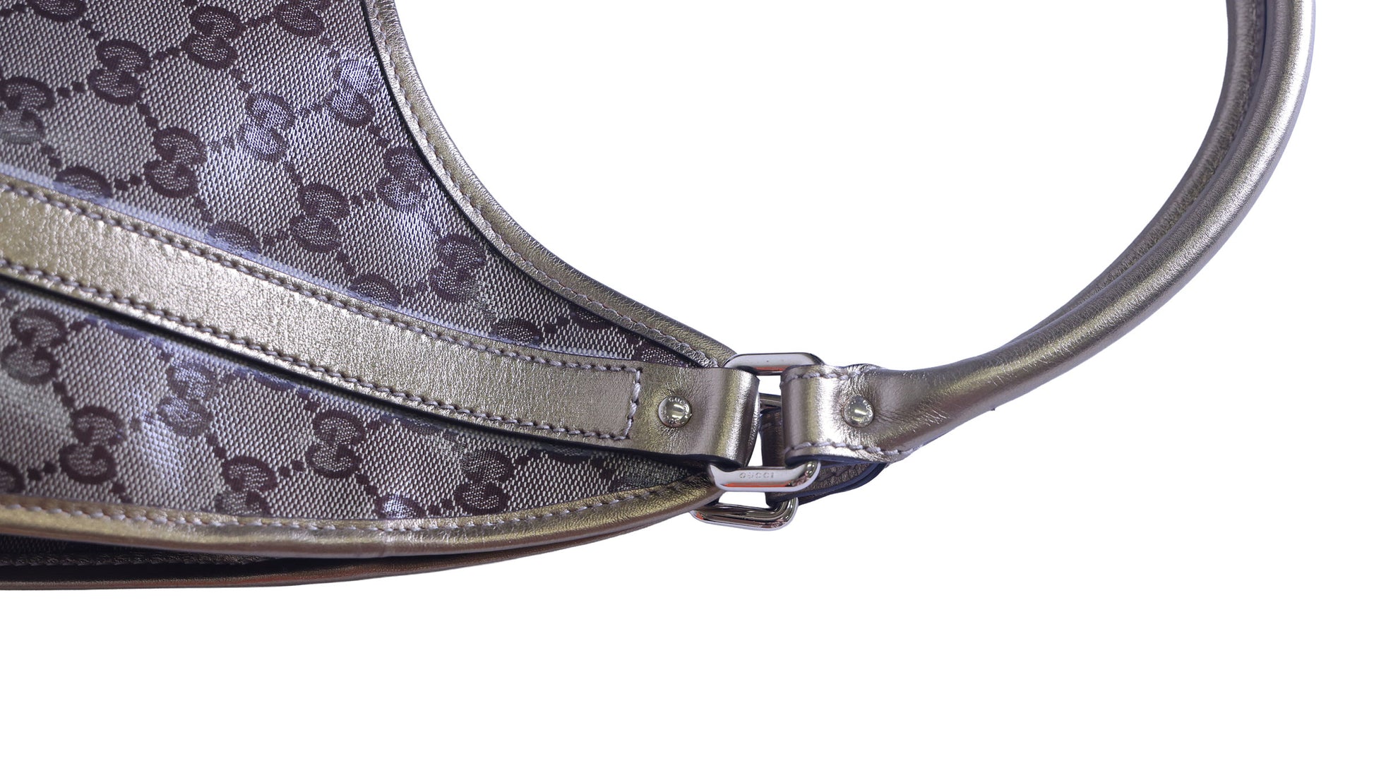 Preloved GUCCI GG Crystal Coated Canvas x Leather Gold Brown | Luxe Again Maison