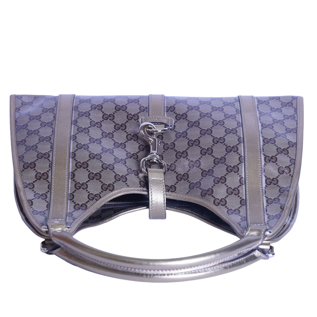 Preloved GUCCI GG Crystal Coated Canvas x Leather Gold Brown | Luxe Again Maison