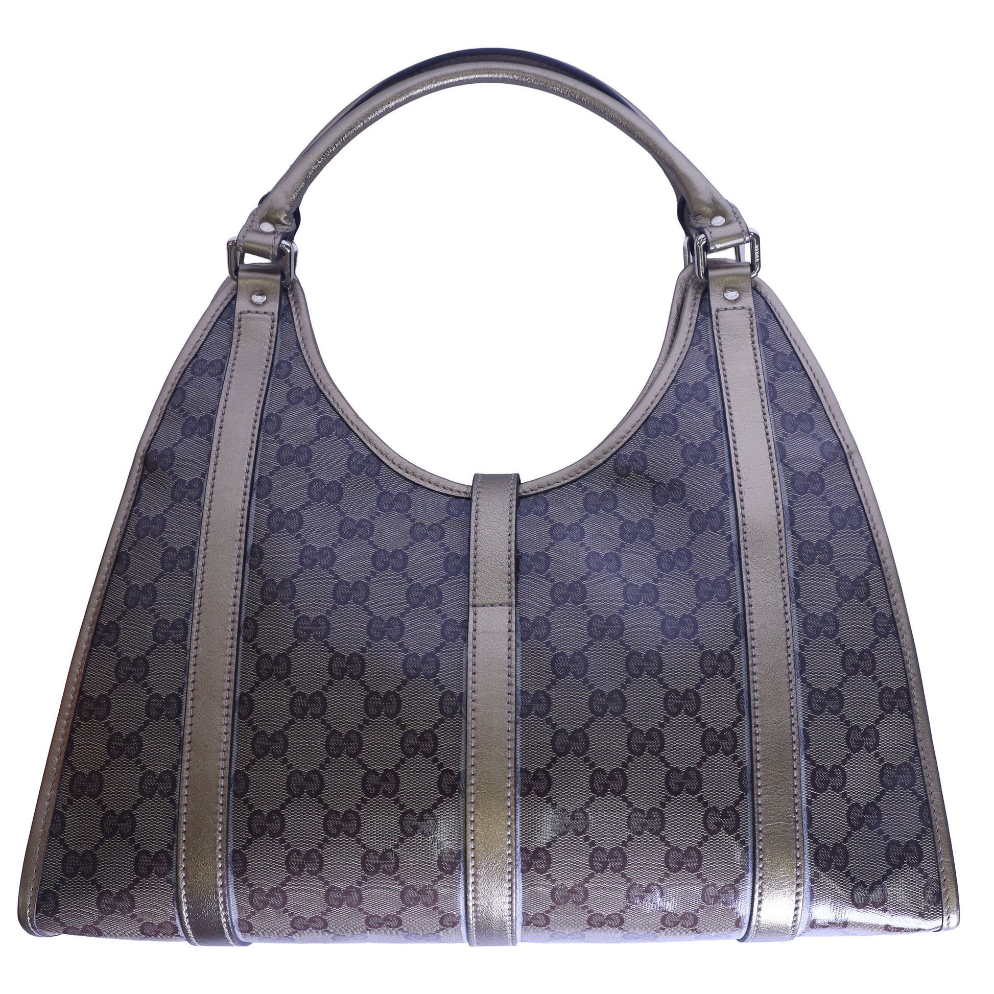 Preloved GUCCI GG Crystal Coated Canvas x Leather Gold Brown | Luxe Again Maison