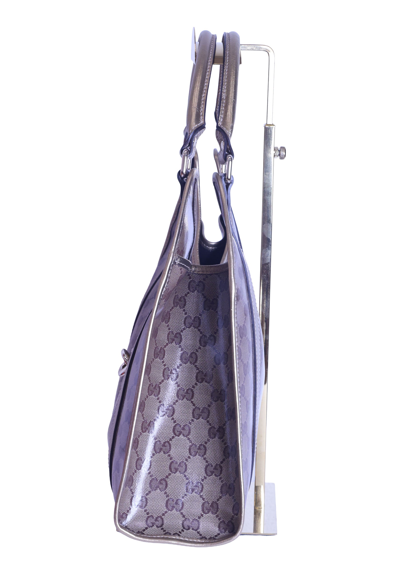 Preloved GUCCI GG Crystal Coated Canvas x Leather Gold Brown | Luxe Again Maison