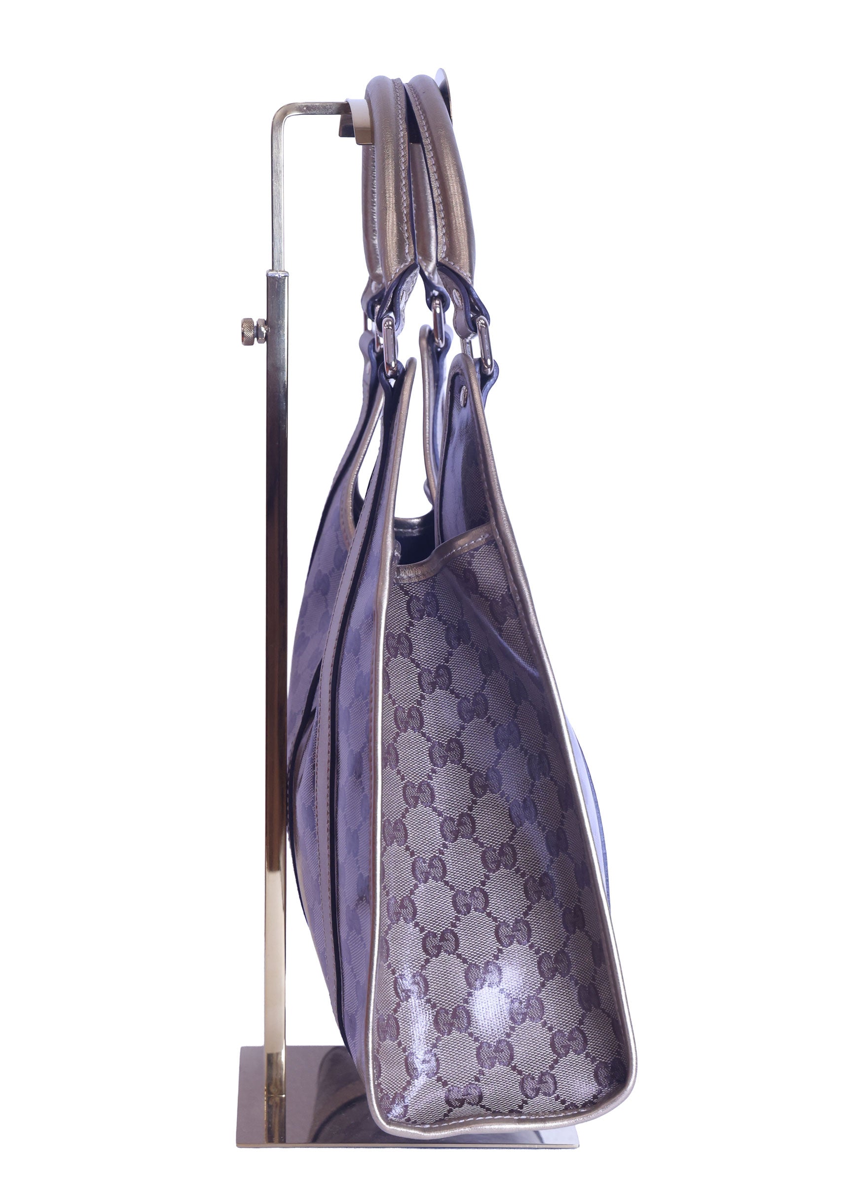 Preloved GUCCI GG Crystal Coated Canvas x Leather Gold Brown | Luxe Again Maison