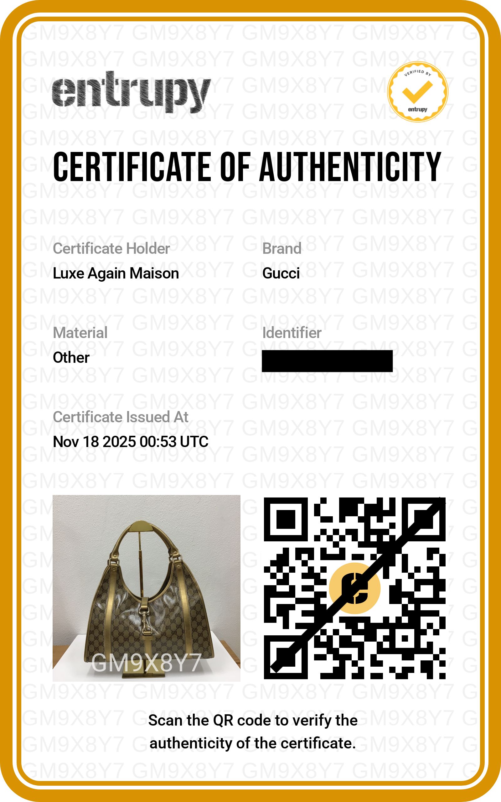 Preloved GUCCI GG Crystal Coated Canvas x Leather Gold Brown | Luxe Again Maison