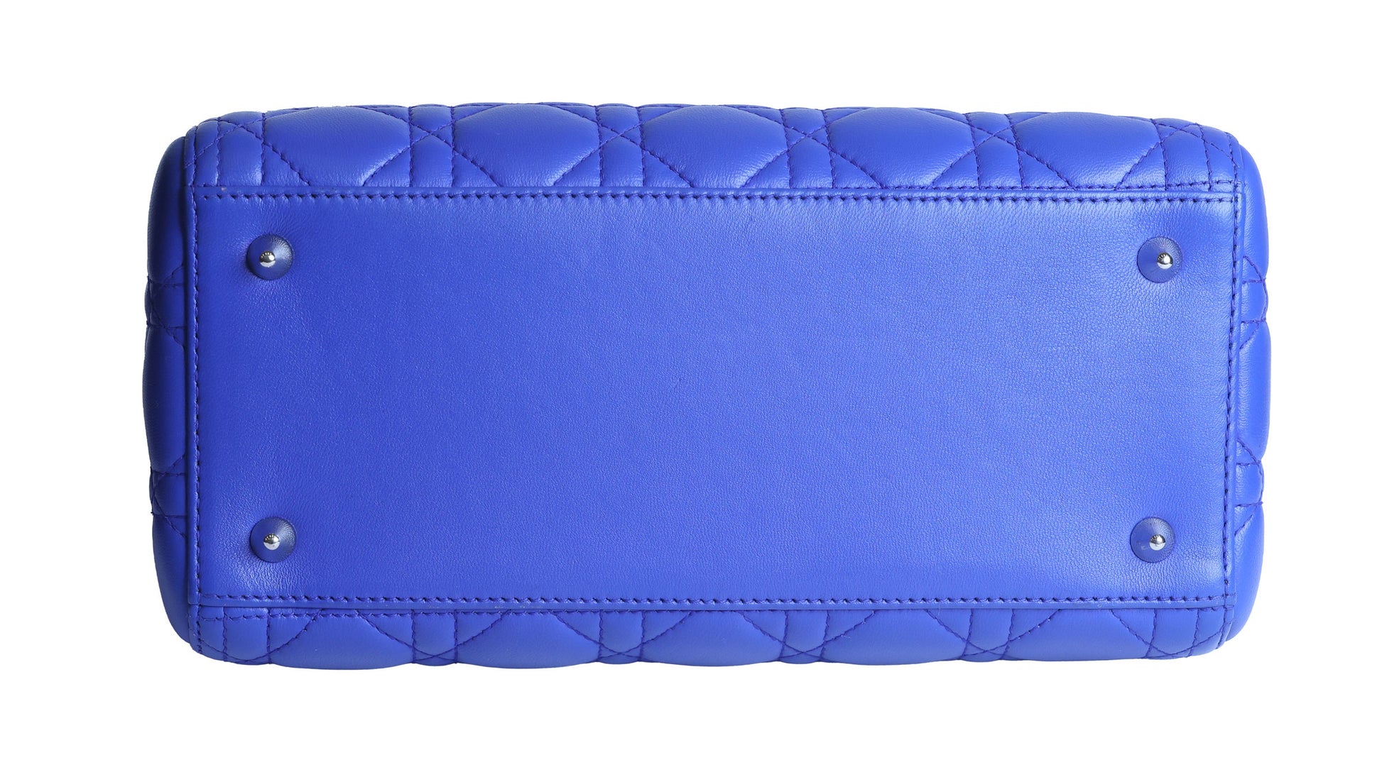 Preowned CHRISTIAN DIOR Lady Dior Cannage Leather Silver Hardware Blue Medium | Luxe Again Maison