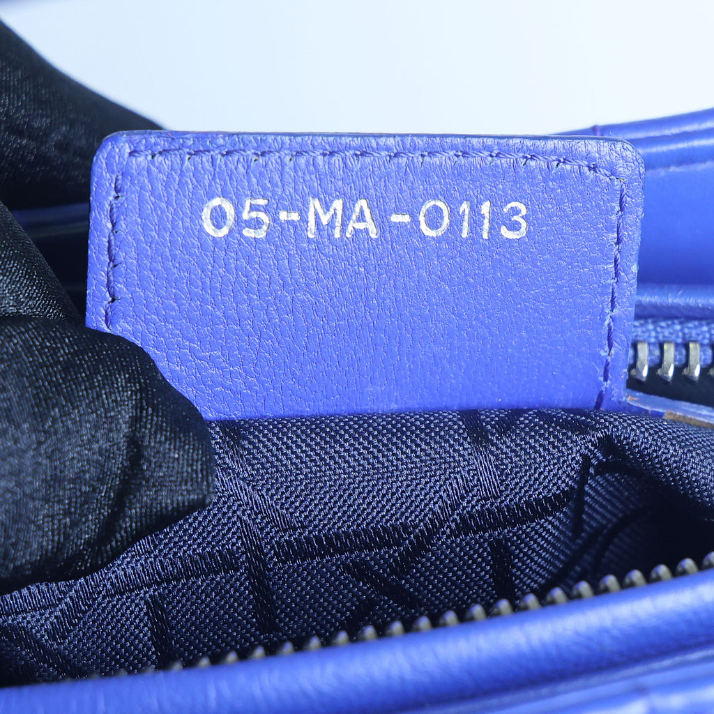 Preowned CHRISTIAN DIOR Lady Dior Cannage Leather Silver Hardware Blue Medium | Luxe Again Maison