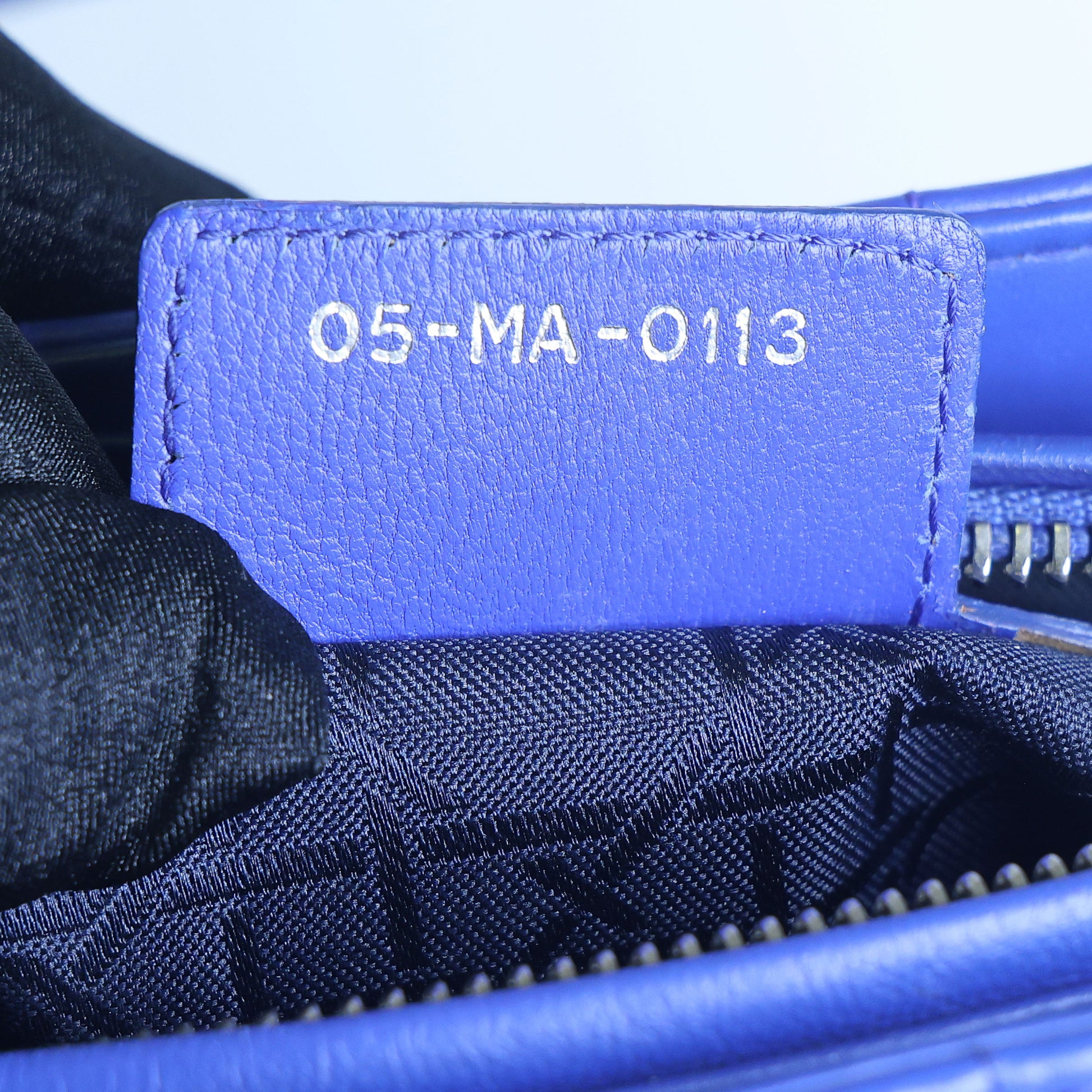 Preowned CHRISTIAN DIOR Lady Dior Cannage Leather Silver Hardware Blue Medium | Luxe Again Maison