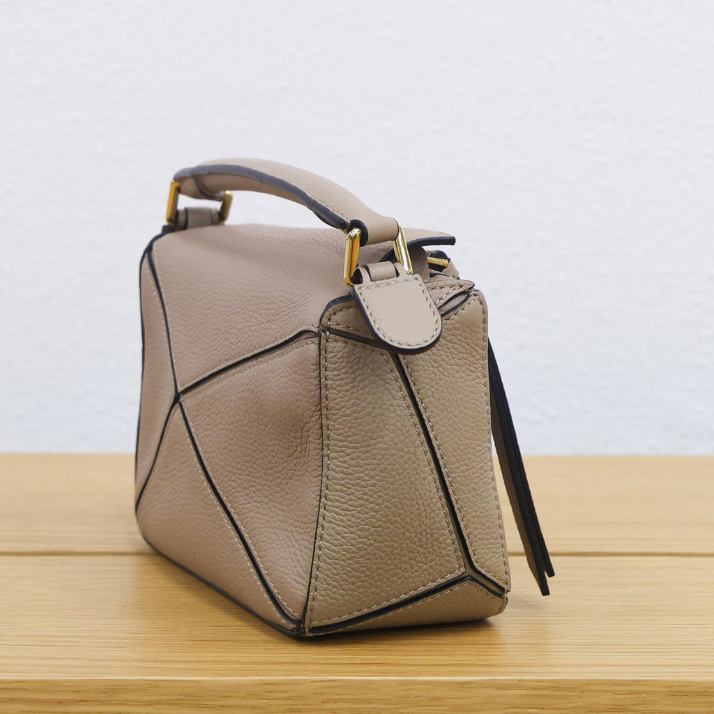 Second hand LOEWE Puzzle Edge Mini Leather Beige 2 Way Hand Bag | Luxe Again Maison