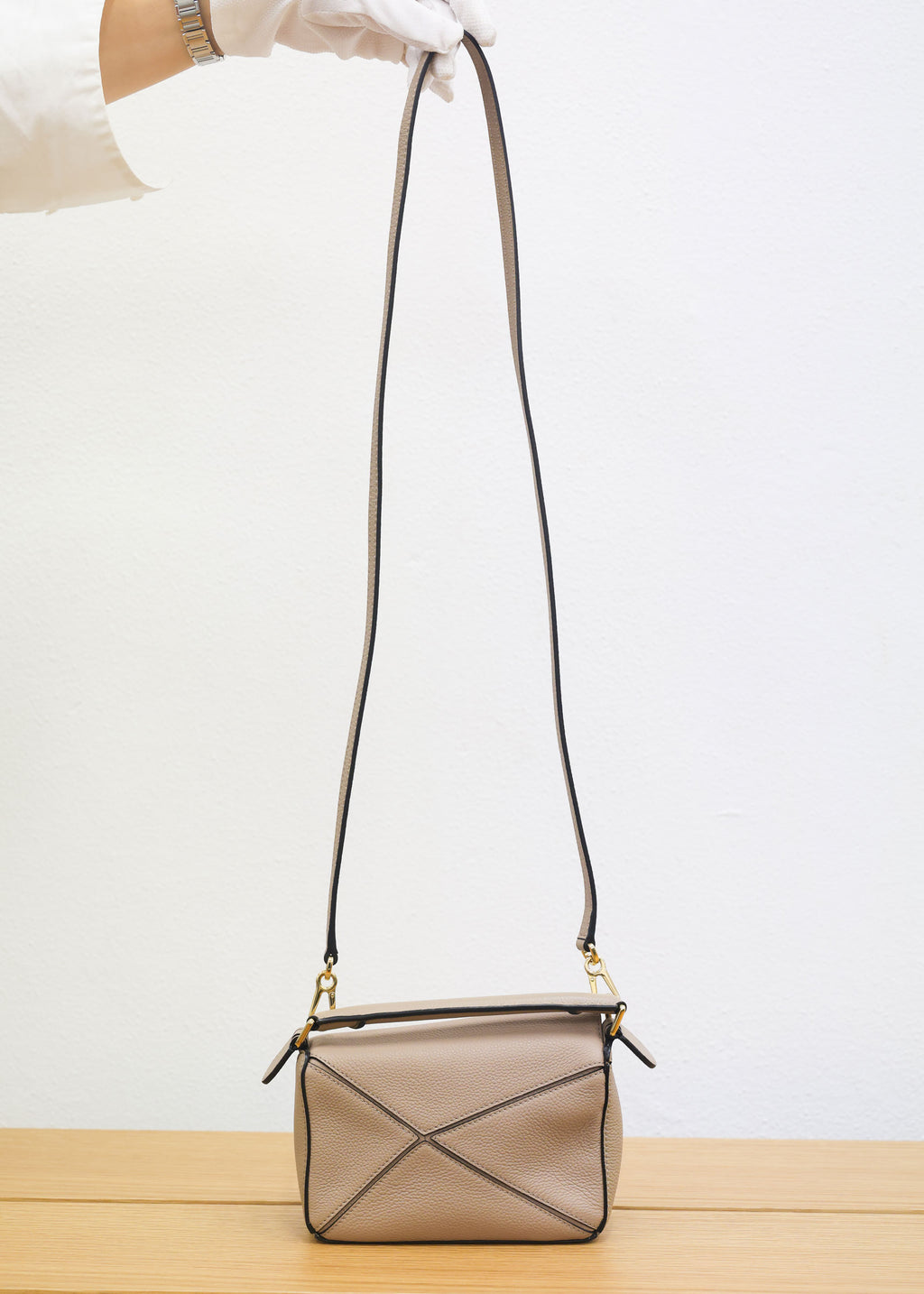 Second hand LOEWE Puzzle Edge Mini Leather Beige 2 Way Hand Bag | Luxe Again Maison