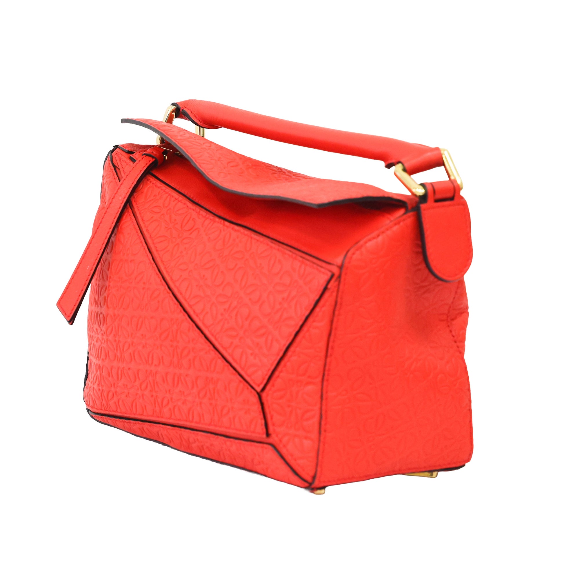 Preloved LOEWE Repeat Anagram Small Puzzle Leather Red | Luxe Again Maison