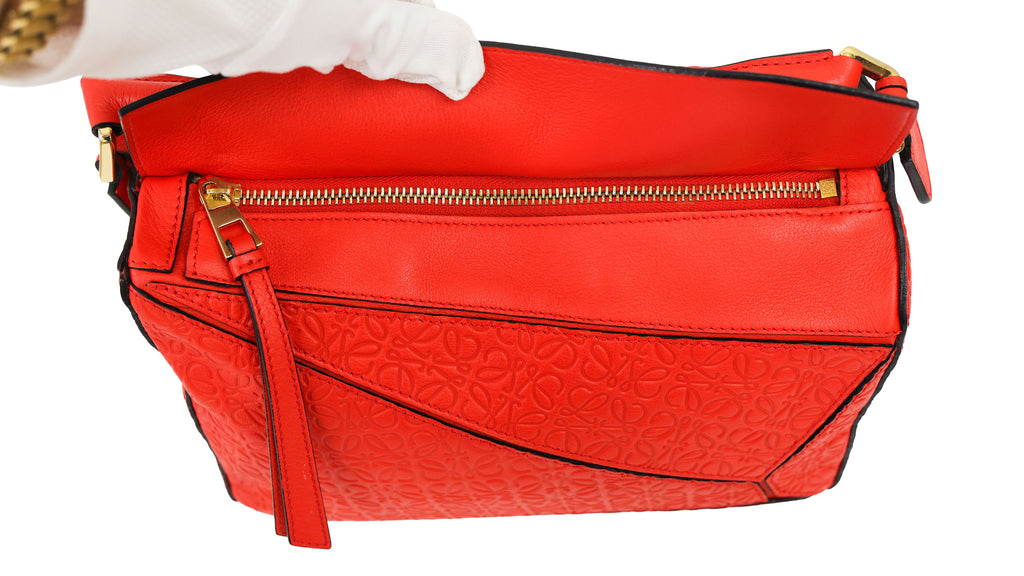 Preloved LOEWE Repeat Anagram Small Puzzle Leather Red | Luxe Again Maison