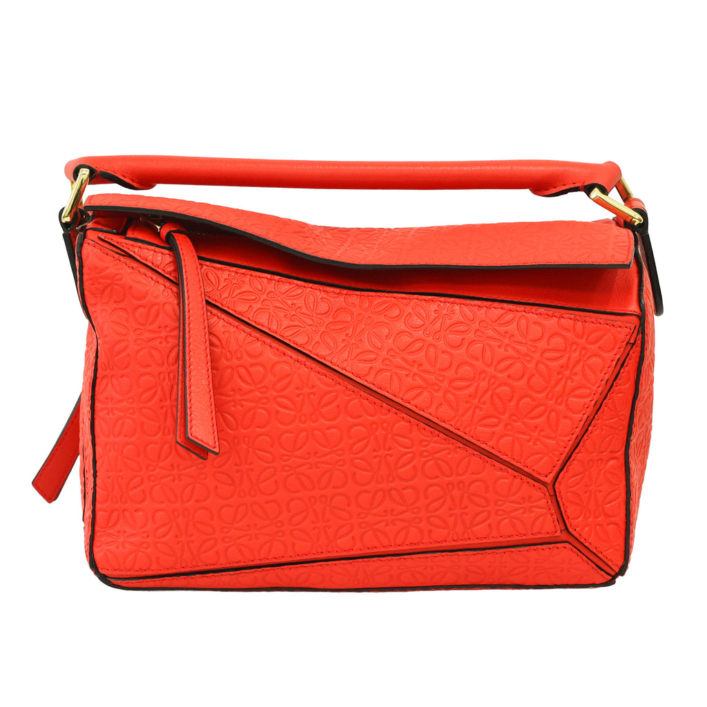 Preloved LOEWE Repeat Anagram Small Puzzle Leather Red | Luxe Again Maison