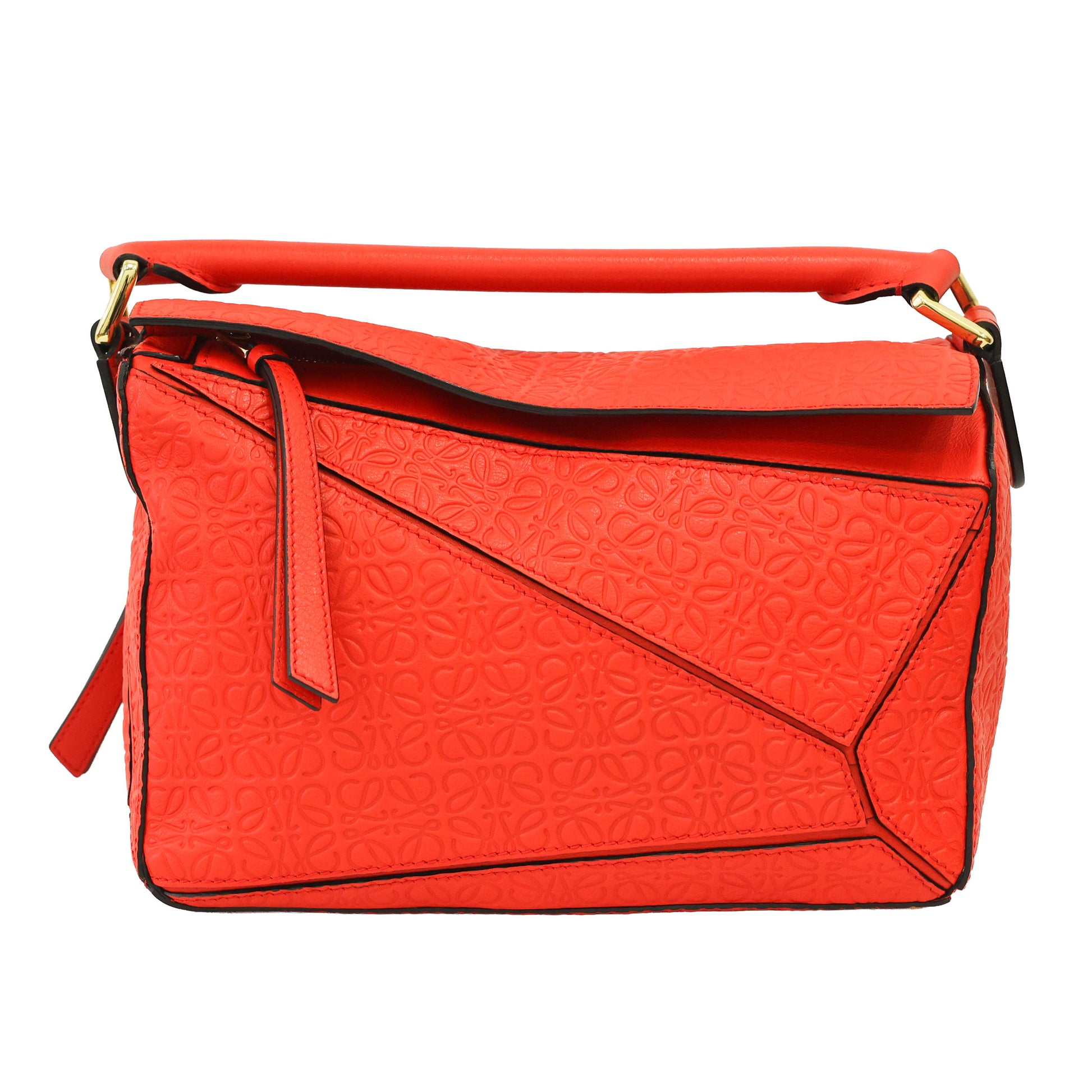 Preloved LOEWE Repeat Anagram Small Puzzle Leather Red | Luxe Again Maison