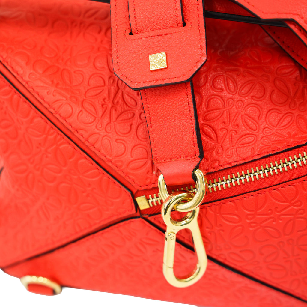 Preloved LOEWE Repeat Anagram Small Puzzle Leather Red | Luxe Again Maison