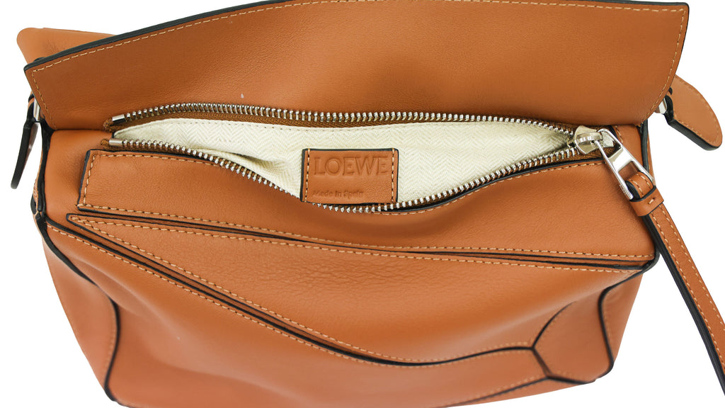 Preloved LOEWE Small Puzzle Edge Leather Tan Bag | Luxe Again Maison