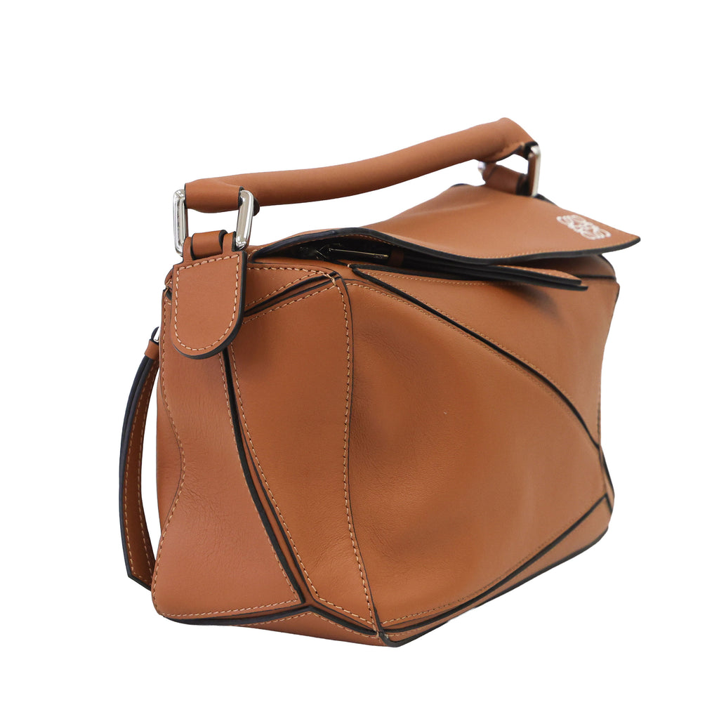 Preloved LOEWE Small Puzzle Edge Leather Tan Bag | Luxe Again Maison