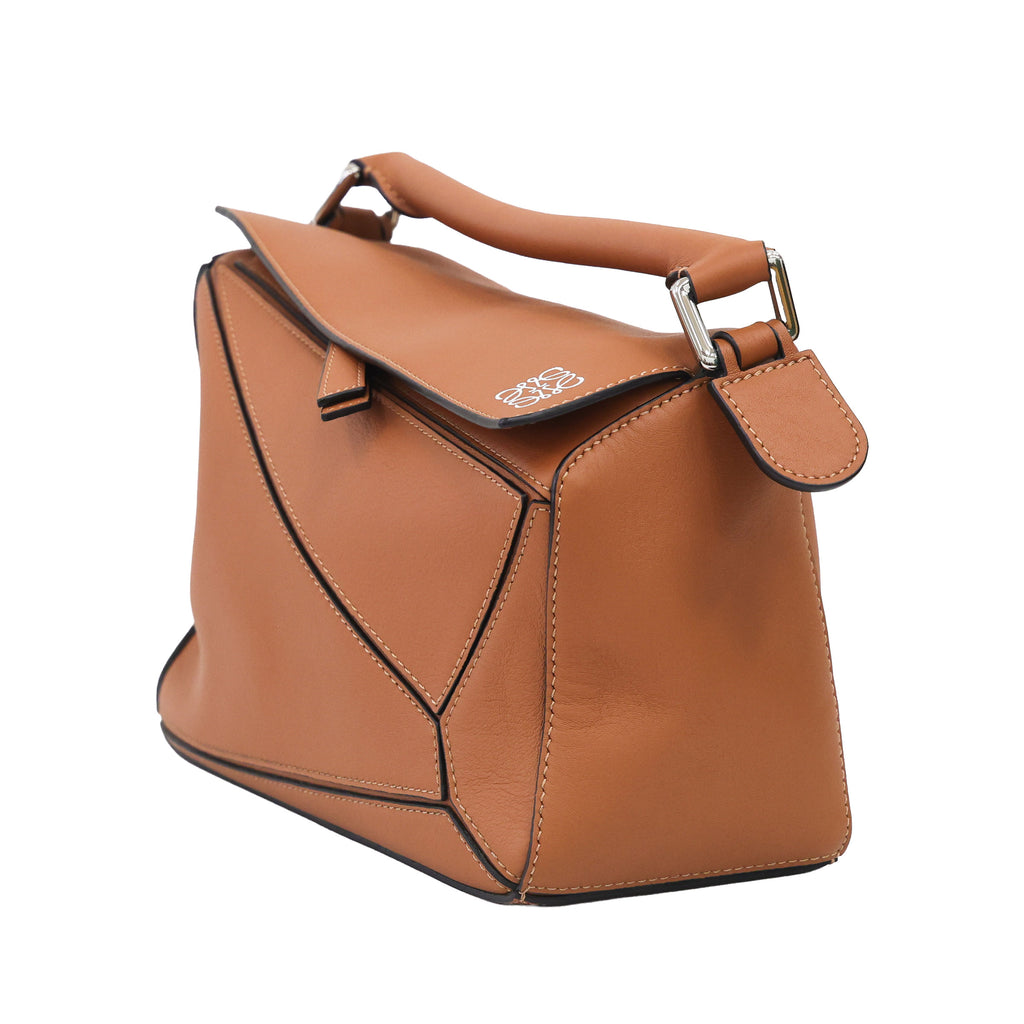 Preloved LOEWE Small Puzzle Edge Leather Tan Bag | Luxe Again Maison