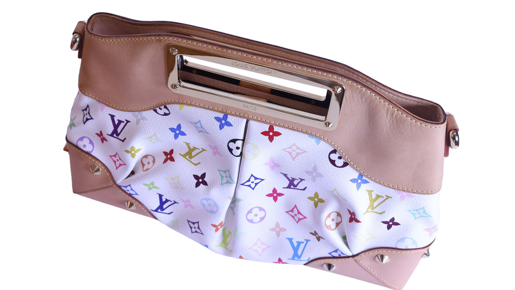 Preloved LOUIS VUITTON Judy PM Multicolore Monogram White Canvas x Leather Handbag | Luxe Again Maison