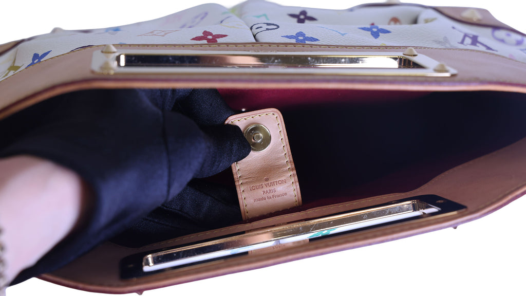 Preloved LOUIS VUITTON Judy PM Multicolore Monogram White Canvas x Leather Handbag | Luxe Again Maison