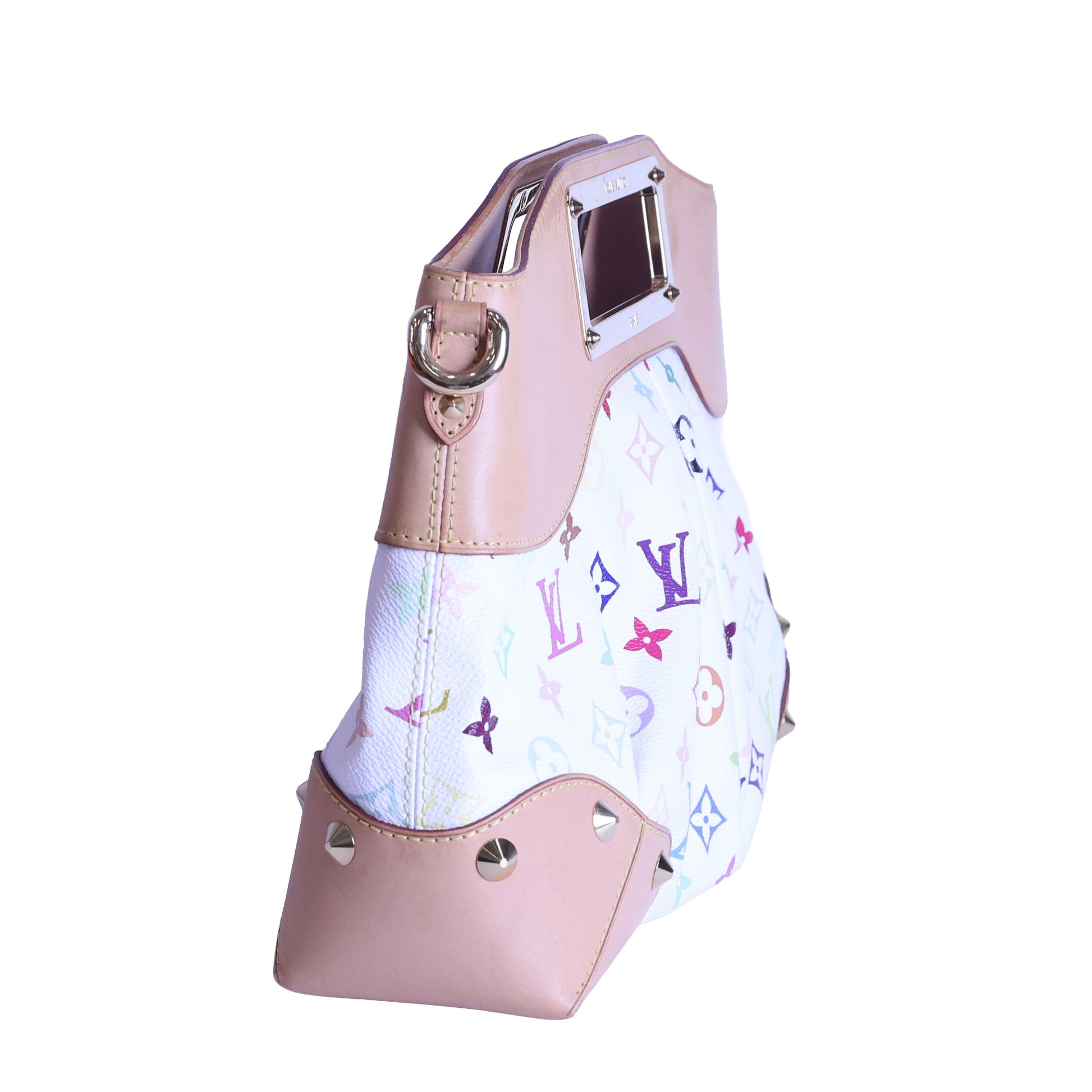 Preloved LOUIS VUITTON Judy PM Multicolore Monogram White Canvas x Leather Handbag | Luxe Again Maison