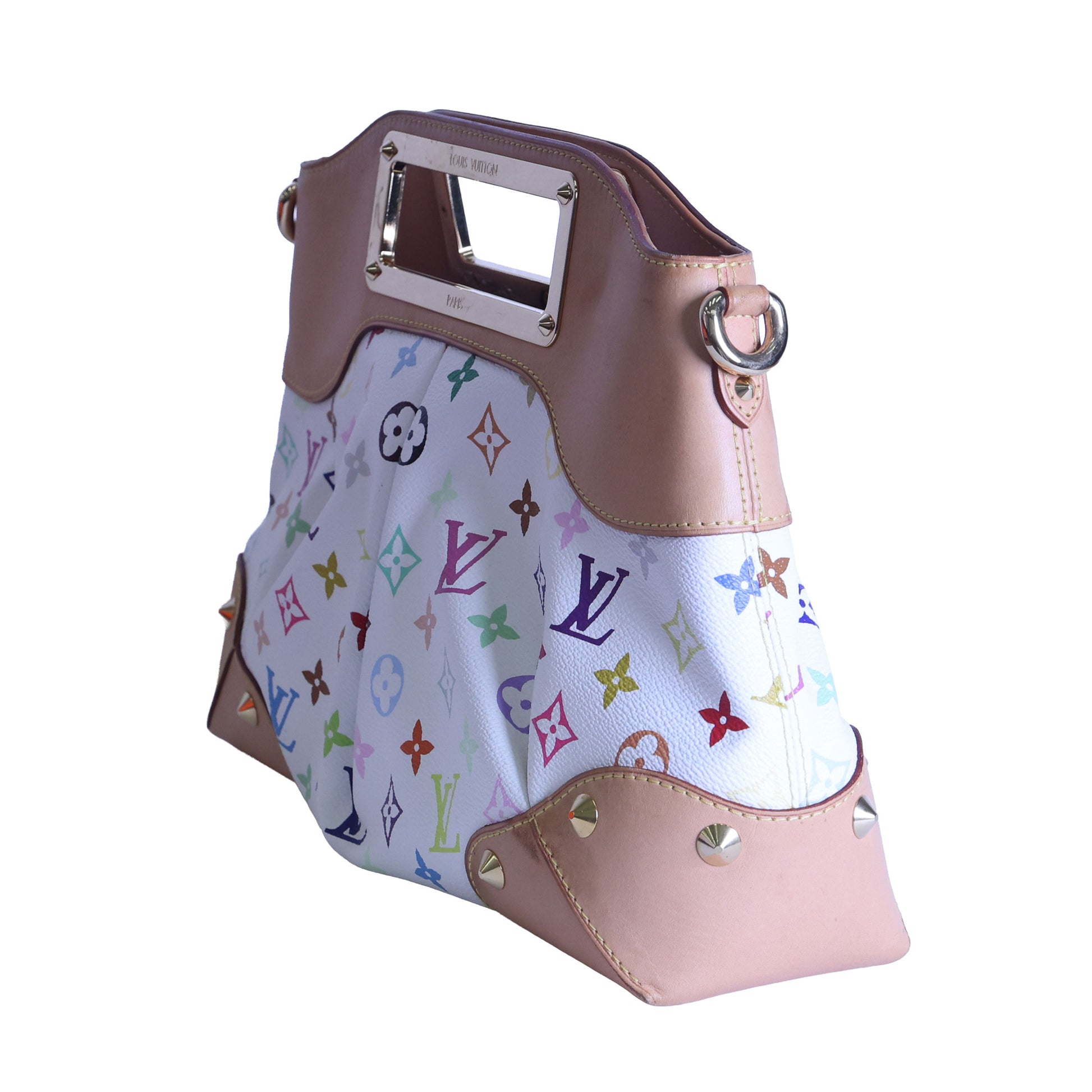 Preloved LOUIS VUITTON Judy PM Multicolore Monogram White Canvas x Leather Handbag | Luxe Again Maison