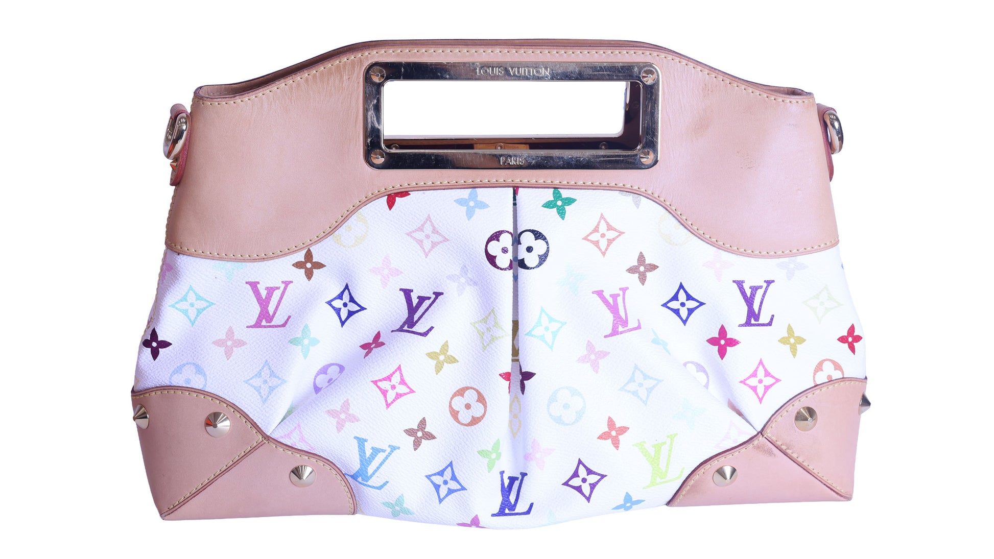 Preloved LOUIS VUITTON Judy PM Multicolore Monogram White Canvas x Leather Handbag | Luxe Again Maison