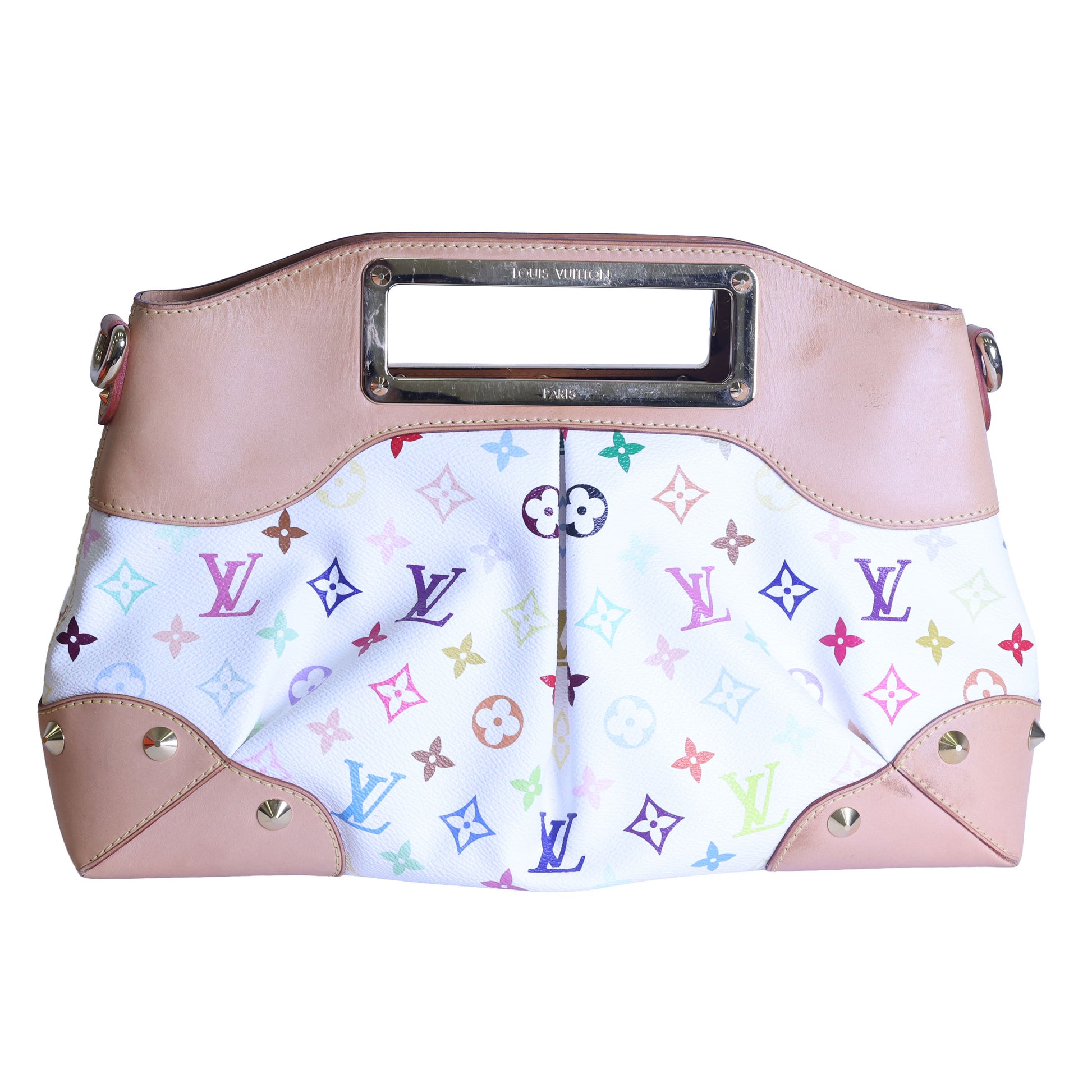 Preloved LOUIS VUITTON Judy PM Multicolore Monogram White Canvas x Leather Handbag | Luxe Again Maison