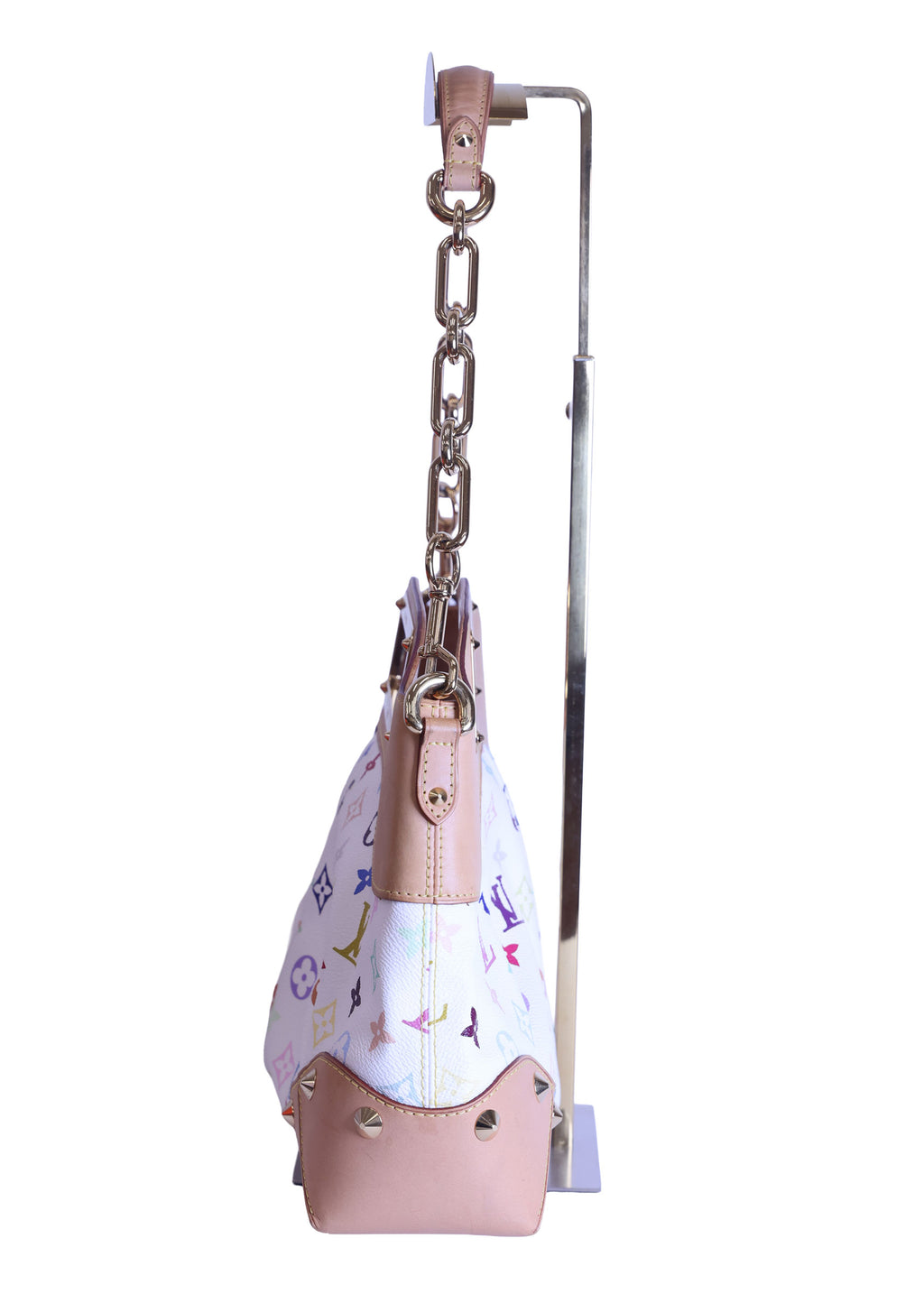 Preloved LOUIS VUITTON Judy PM Multicolore Monogram White Canvas x Leather Handbag | Luxe Again Maison