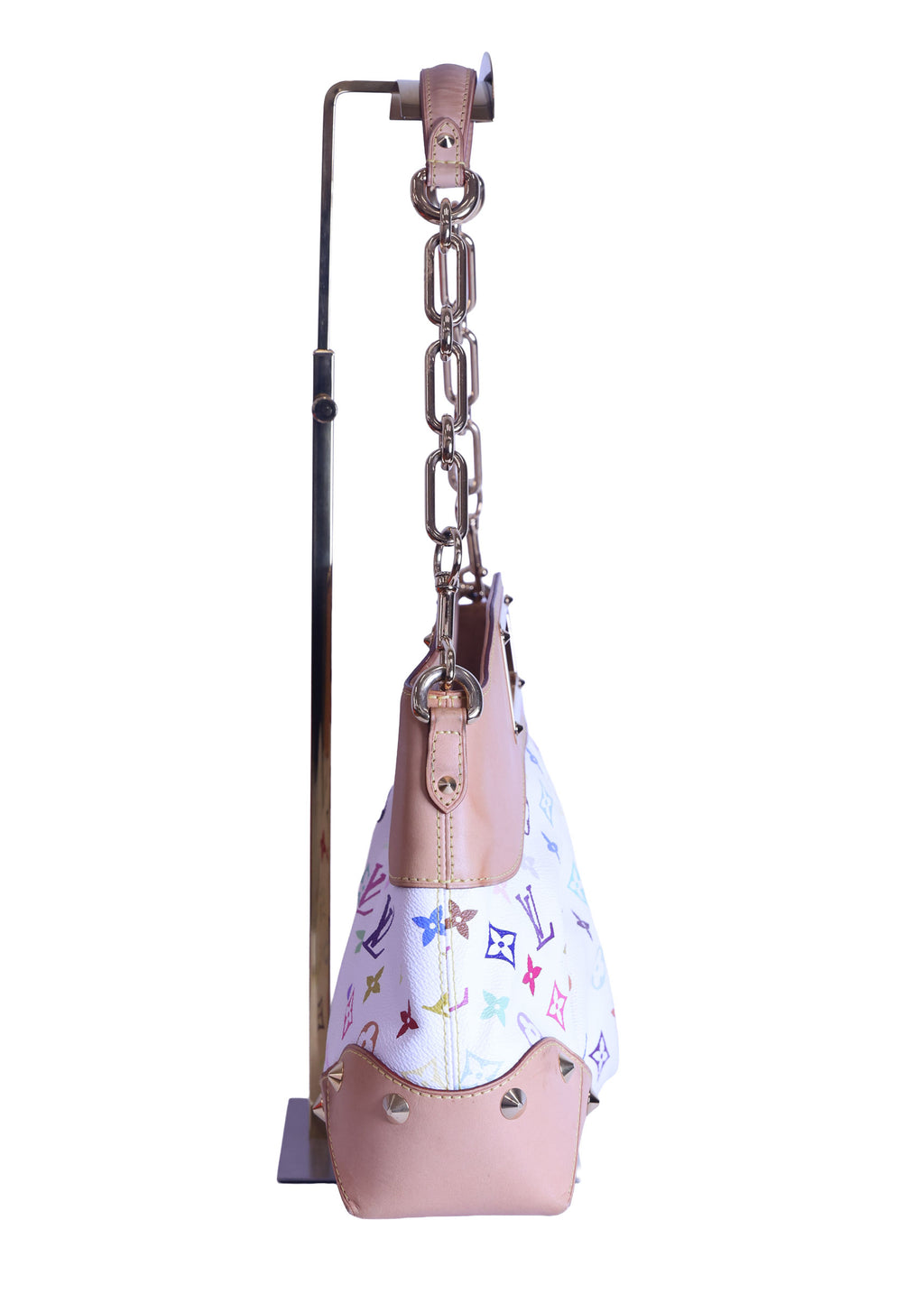 Preloved LOUIS VUITTON Judy PM Multicolore Monogram White Canvas x Leather Handbag | Luxe Again Maison