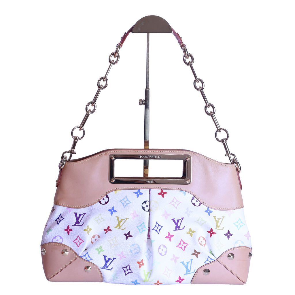 Preloved LOUIS VUITTON Judy PM Multicolore Monogram White Canvas x Leather Handbag | Luxe Again Maison