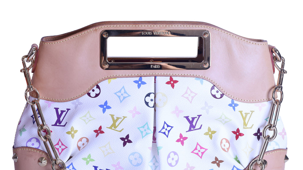 Preloved LOUIS VUITTON Judy PM Multicolore Monogram White Canvas x Leather Handbag | Luxe Again Maison