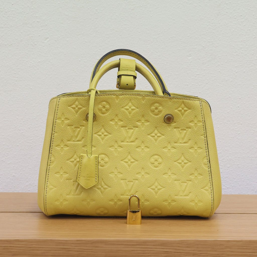 Pre-owned Louis Vuitton Montaigne BB Monogram Empreinte Leather 'Citrine'  Luxe Again Maison