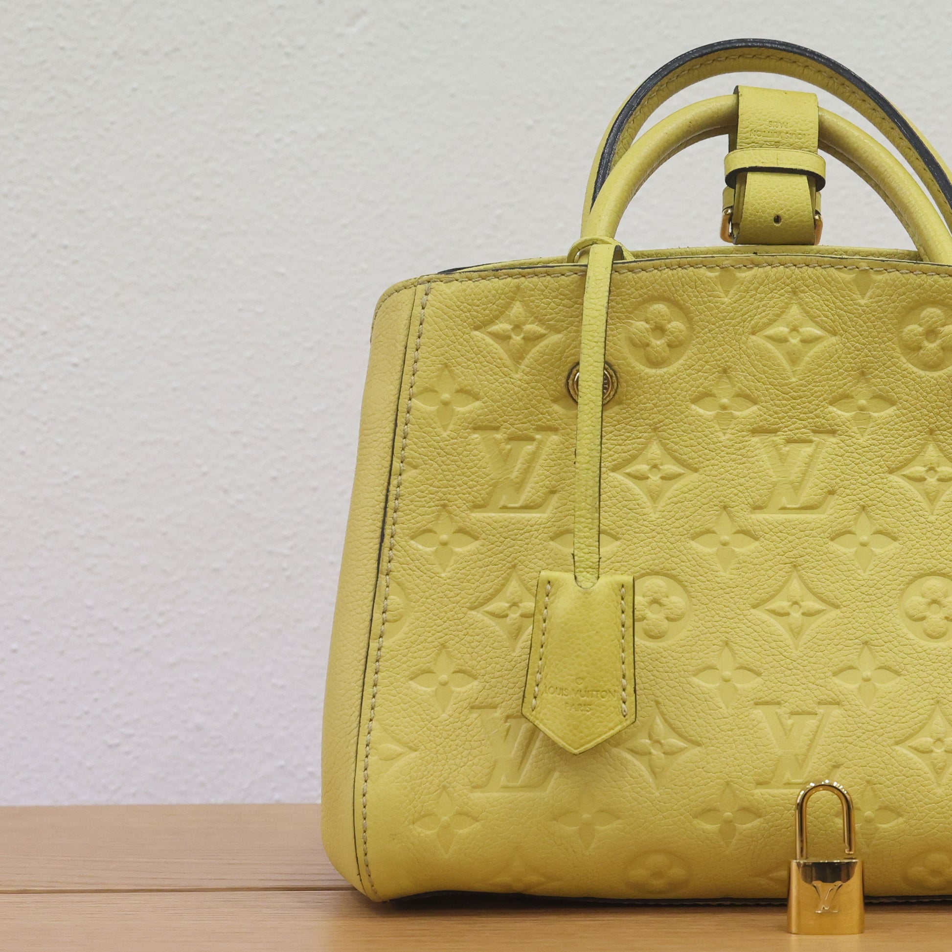 Pre-owned Louis Vuitton Montaigne BB Monogram Empreinte Leather 'Citrine'  Luxe Again Maison