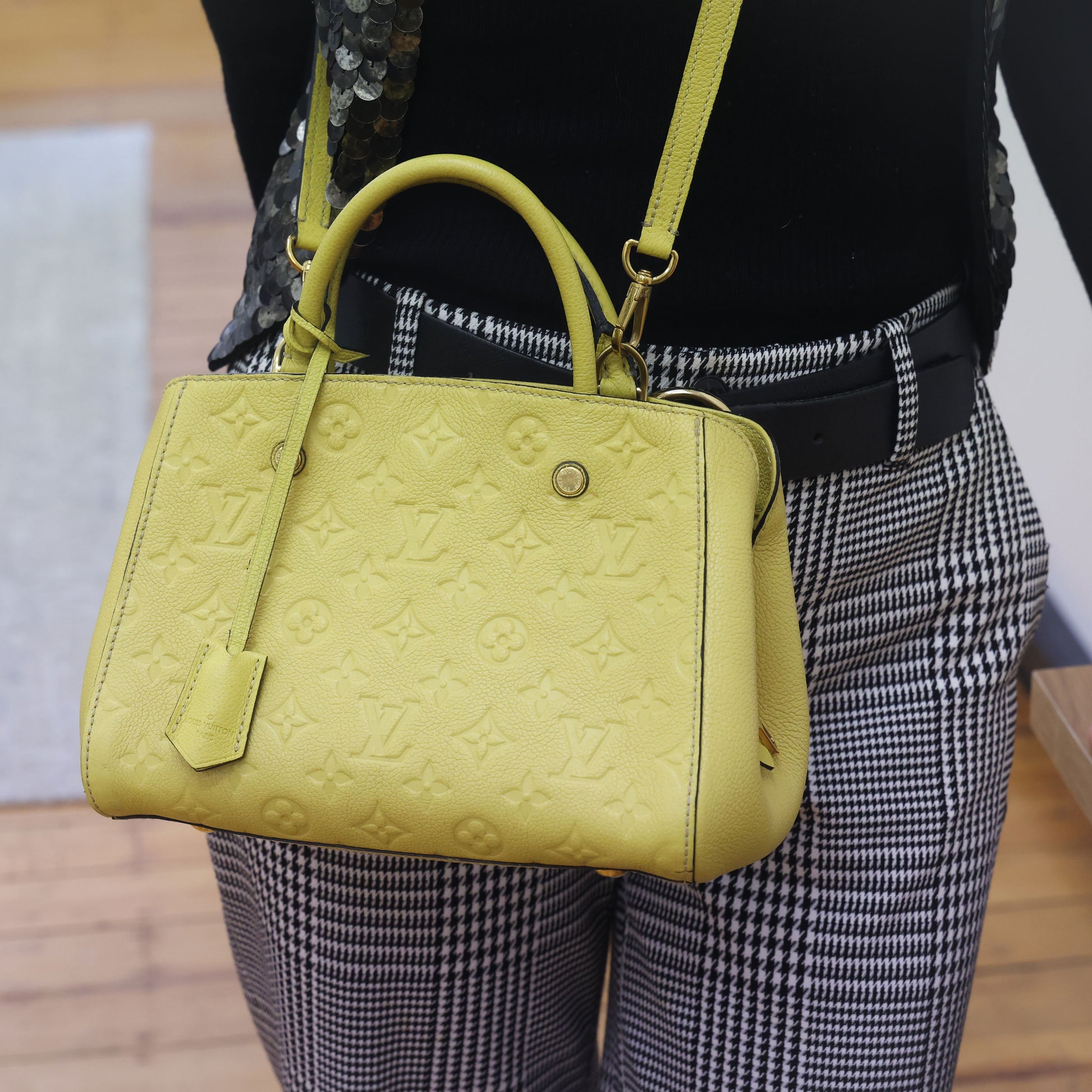 Pre-owned Louis Vuitton Montaigne BB Monogram Empreinte Leather 'Citrine'  Luxe Again Maison