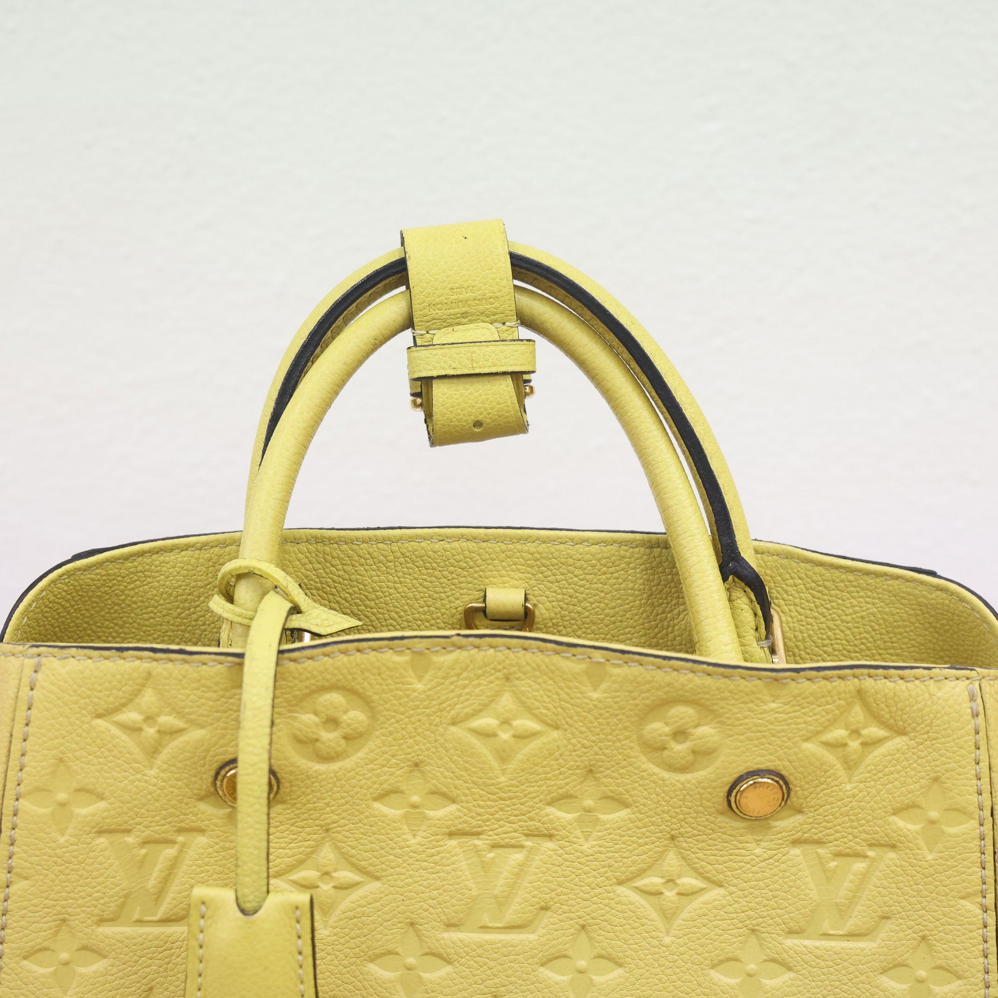 Pre-owned Louis Vuitton Montaigne BB Monogram Empreinte Leather 'Citrine'  Luxe Again Maison