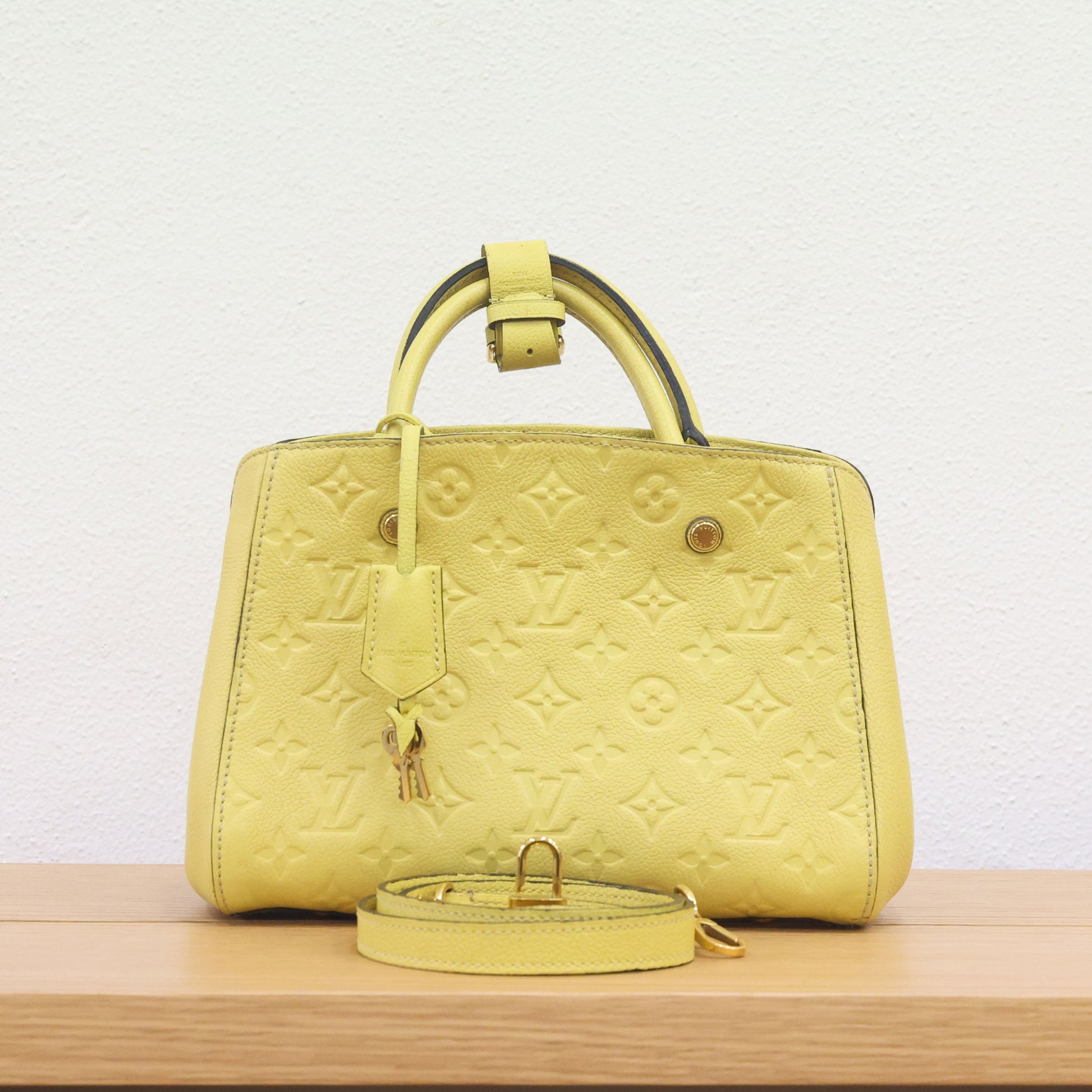 Pre-owned Louis Vuitton Montaigne BB Monogram Empreinte Leather 'Citrine'  Luxe Again Maison