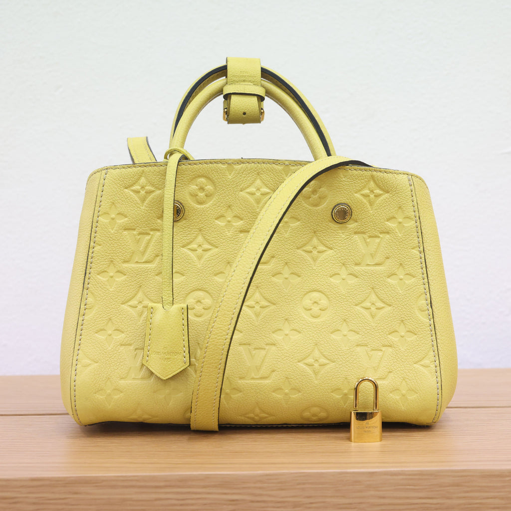 Pre-owned Louis Vuitton Montaigne BB Monogram Empreinte Leather 'Citrine'  Luxe Again Maison