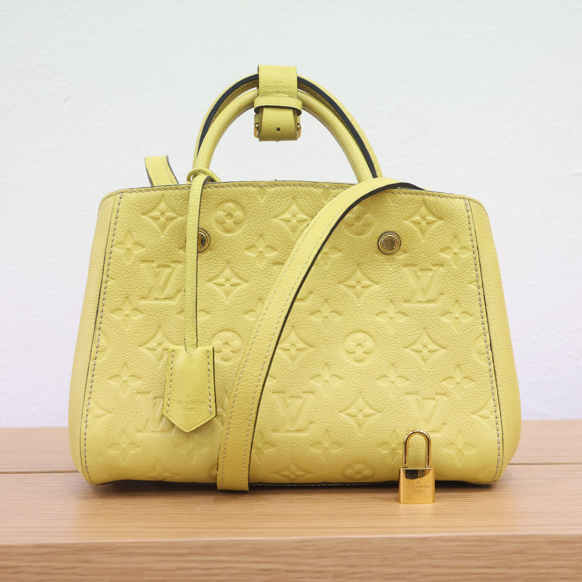 Pre-owned Louis Vuitton Montaigne BB Monogram Empreinte Leather 'Citrine'  Luxe Again Maison