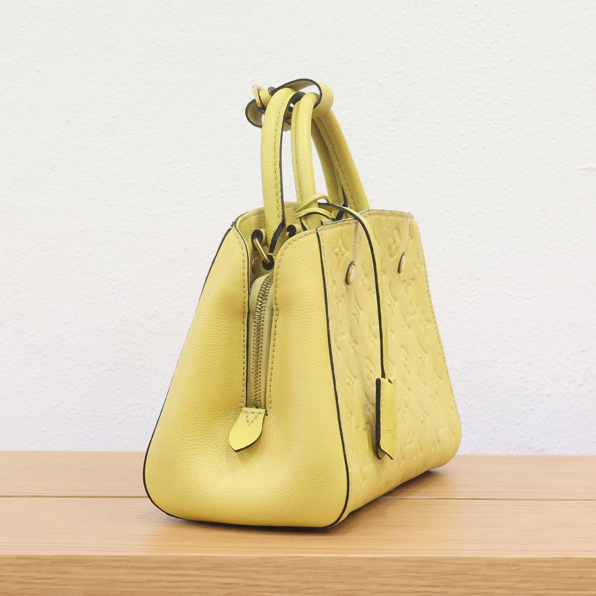 Pre-owned Louis Vuitton Montaigne BB Monogram Empreinte Leather 'Citrine'  Luxe Again Maison